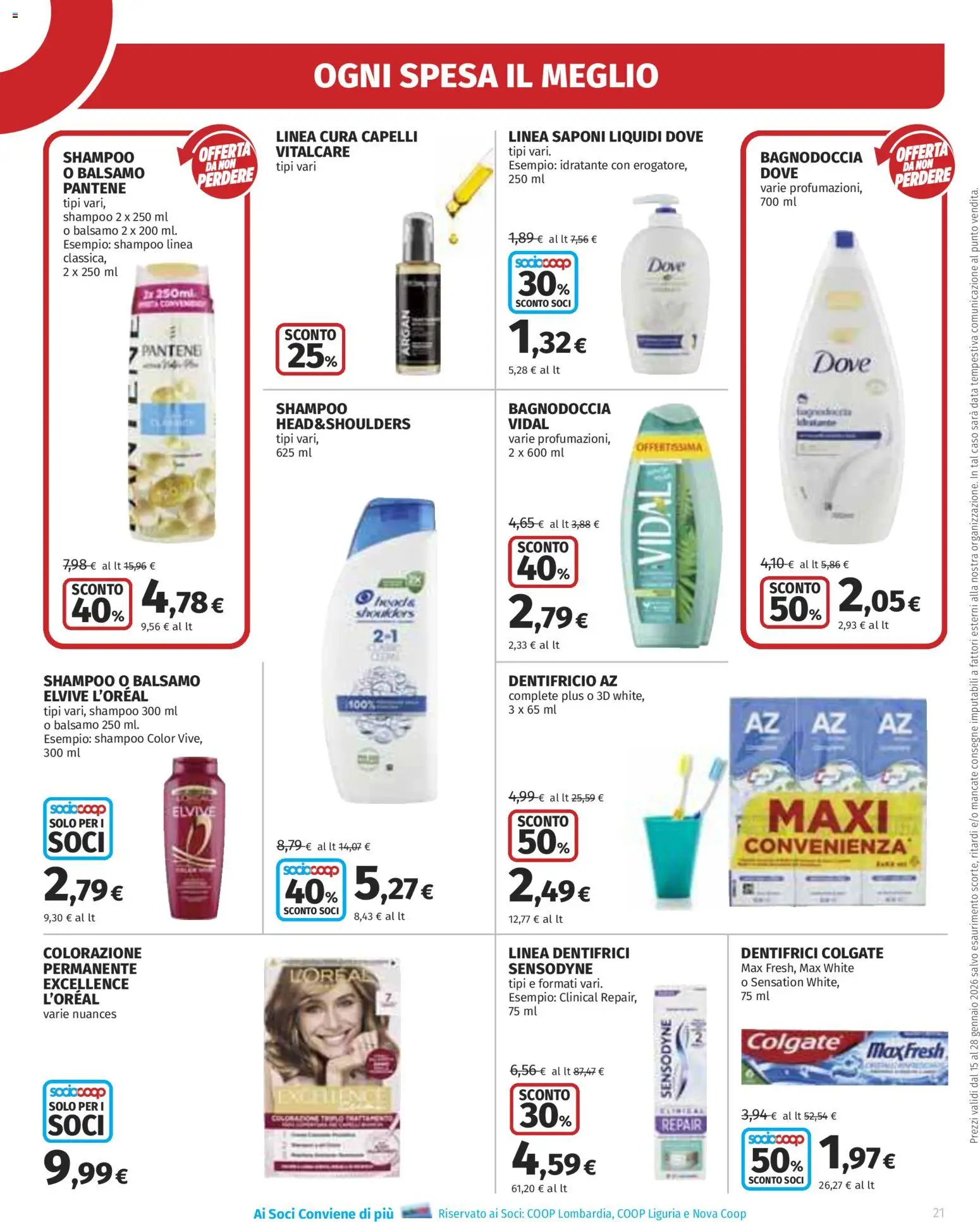 Volantino Ipercoop del 15.01.2026 | Pagina: 21 | Prodotti: Shampoo, Balsamo, Dentifricio, Data