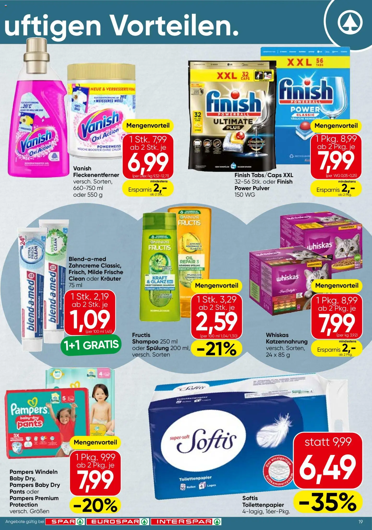 Spar Flugblatt - Tirol gültig ab 04.12.2025 | Seite: 19 | Produkte: Pampers, Shampoo, Spülung, Fleckenentferner