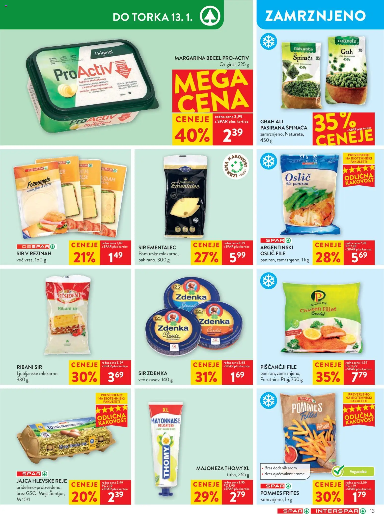 Novi Spar katalog ponudbe – veljaven od 07.01.2026 | Stran: 13 | Izdelki: Sir, Jajca, Majoneza, Grah