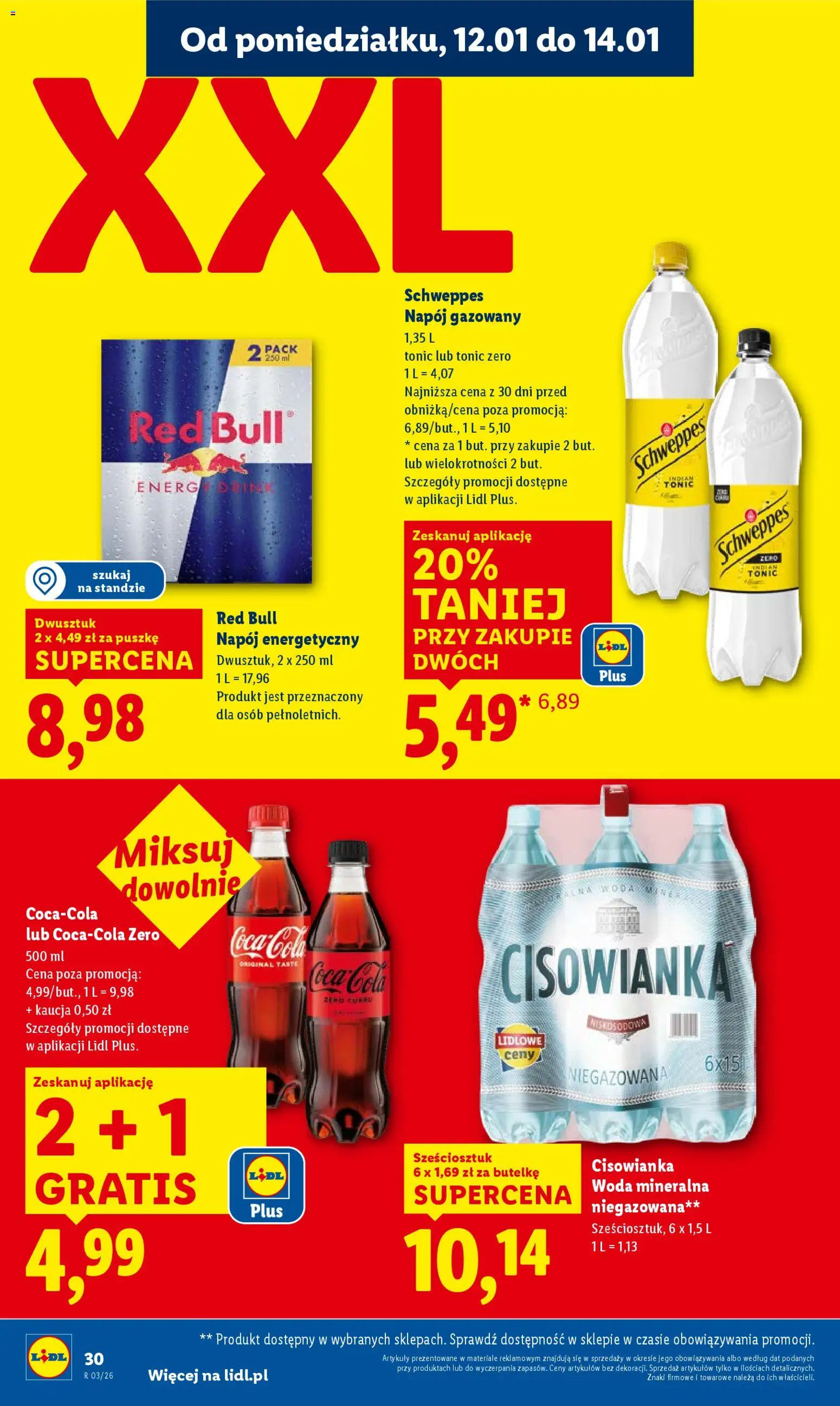 Lidl Gazetka od 12.01.2026 | Strona: 30 | Produkty: Red bull, Coca cola, Woda