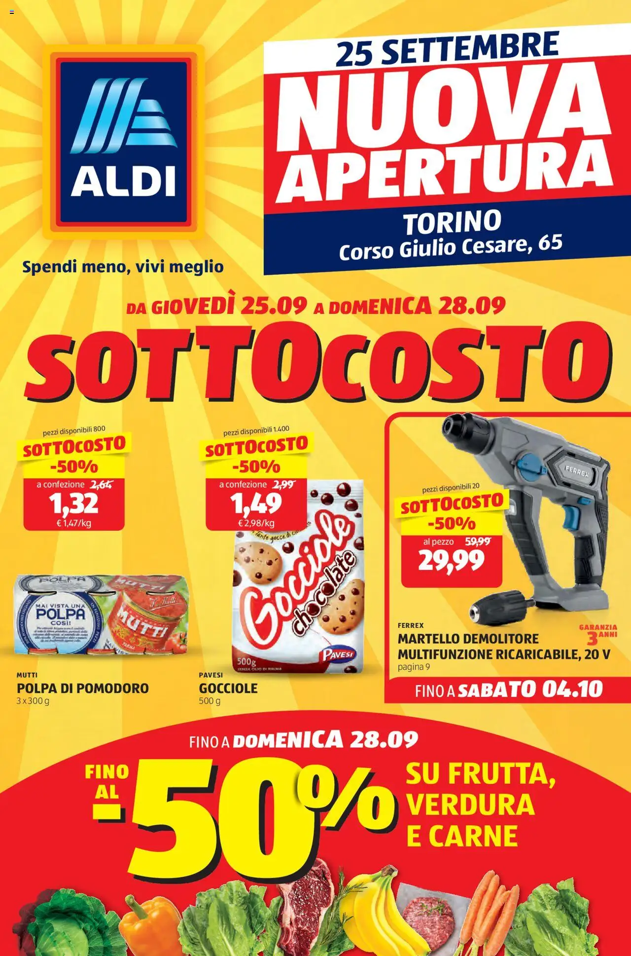 Volantino Aldi del 25.09.2025 | Pagina: 1 | Prodotti: Pomodoro, Mutti, Martello