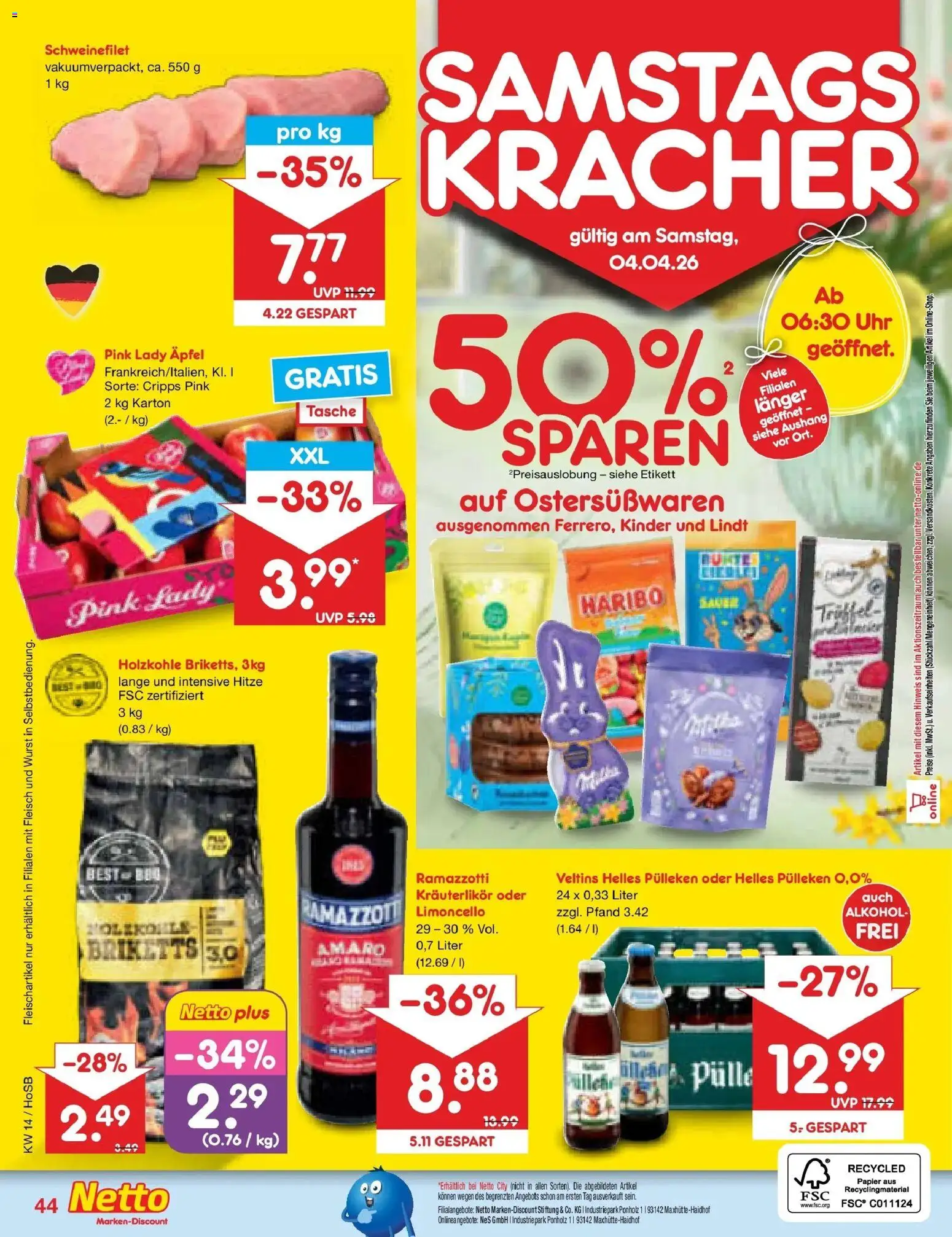 Netto Marken-Discount Prospekt Hannover	 – gültig ab 30.03.2026 | Seite: 58 | Produkte: Helles pulleken, Haribo, Fleisch, Veltins
