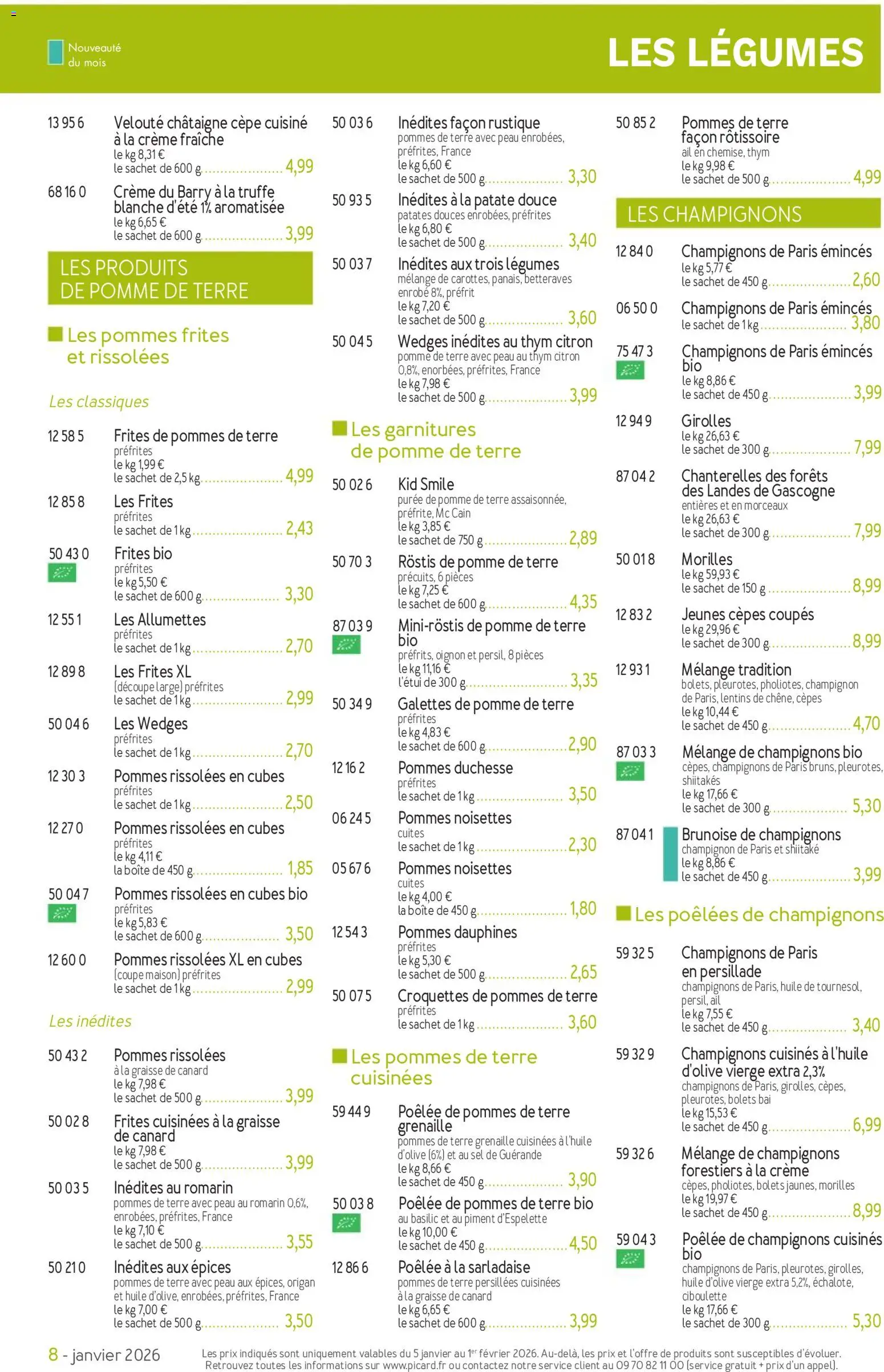 {H1} | Page: 8 | Produits: Pomme de terre, Noisettes, Crème, Pommes de terre