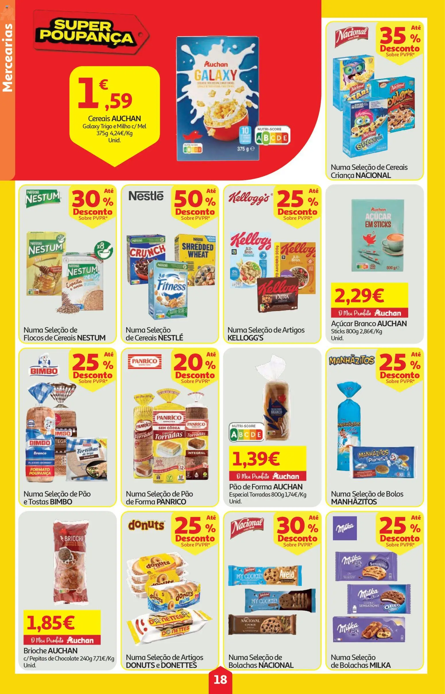 Auchan folheto │ válido de 23.04.2026 | Página: 18 | Produtos: Nestlé, Chocolate, Açúcar, Milho
