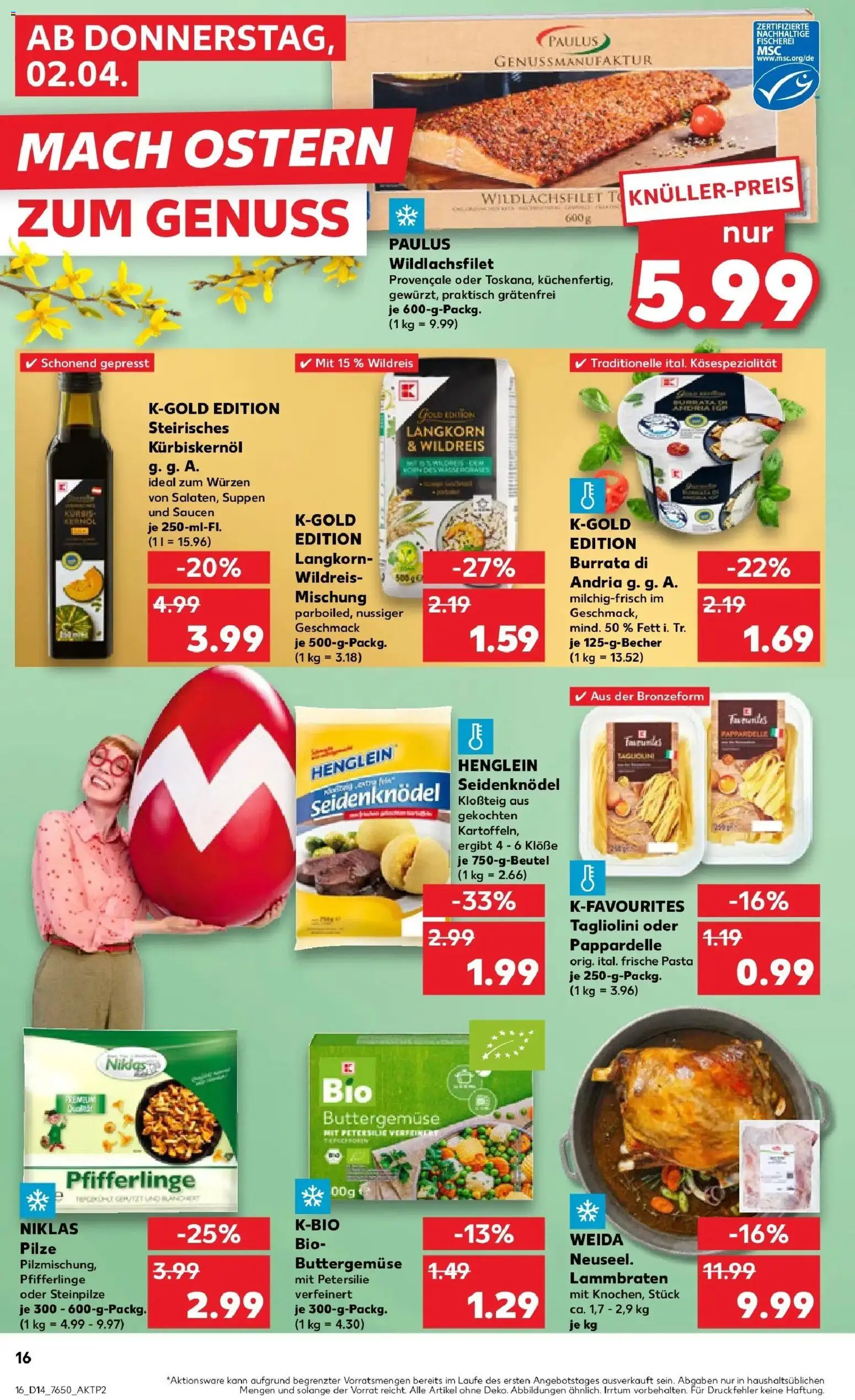 Kaufland Prospekt Stuttgart	 – gültig ab 30.03.2026 | Seite: 30 | Produkte: Kürbiskernöl, Butter, Burrata, Pasta