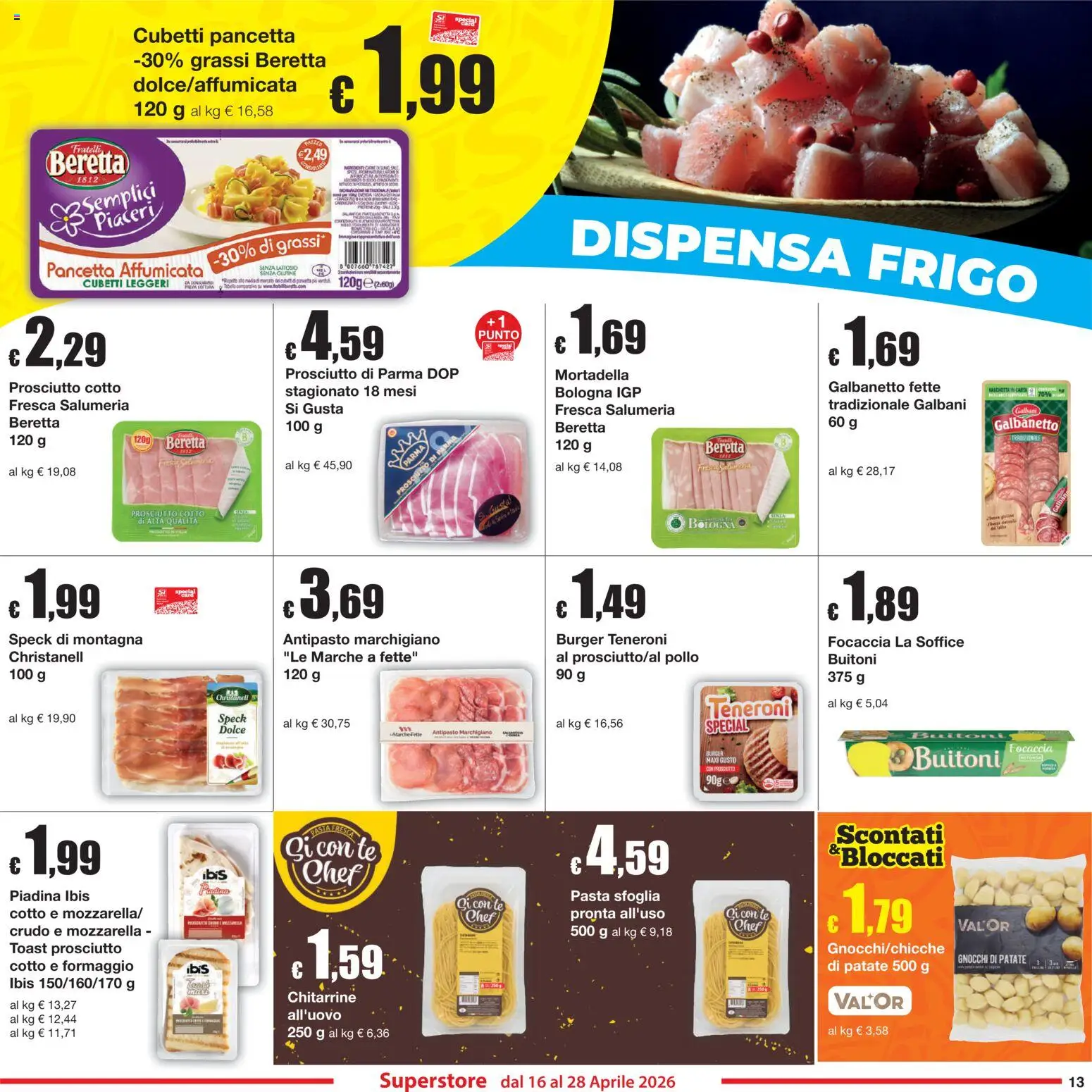 Volantino Sì con Te del 16.04.2026 | Pagina: 13 | Prodotti: Focaccia, Pancetta, Formaggio, Gnocchi