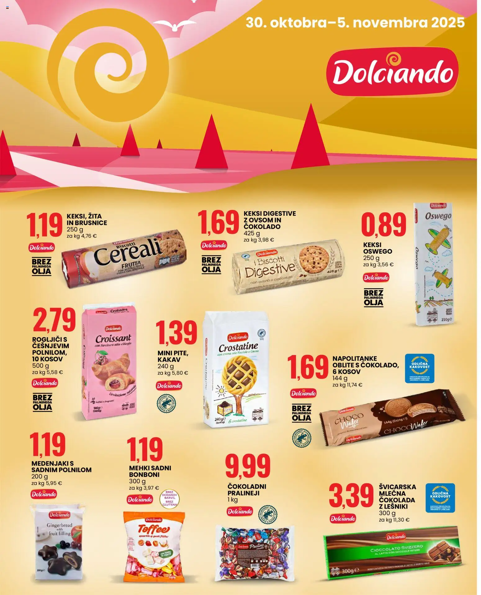 Novi Eurospin katalog ponudbe – veljaven od 30.10.2025 | Stran: 7 | Izdelki: Napolitanke, Keksi, Bonboni, Kakav