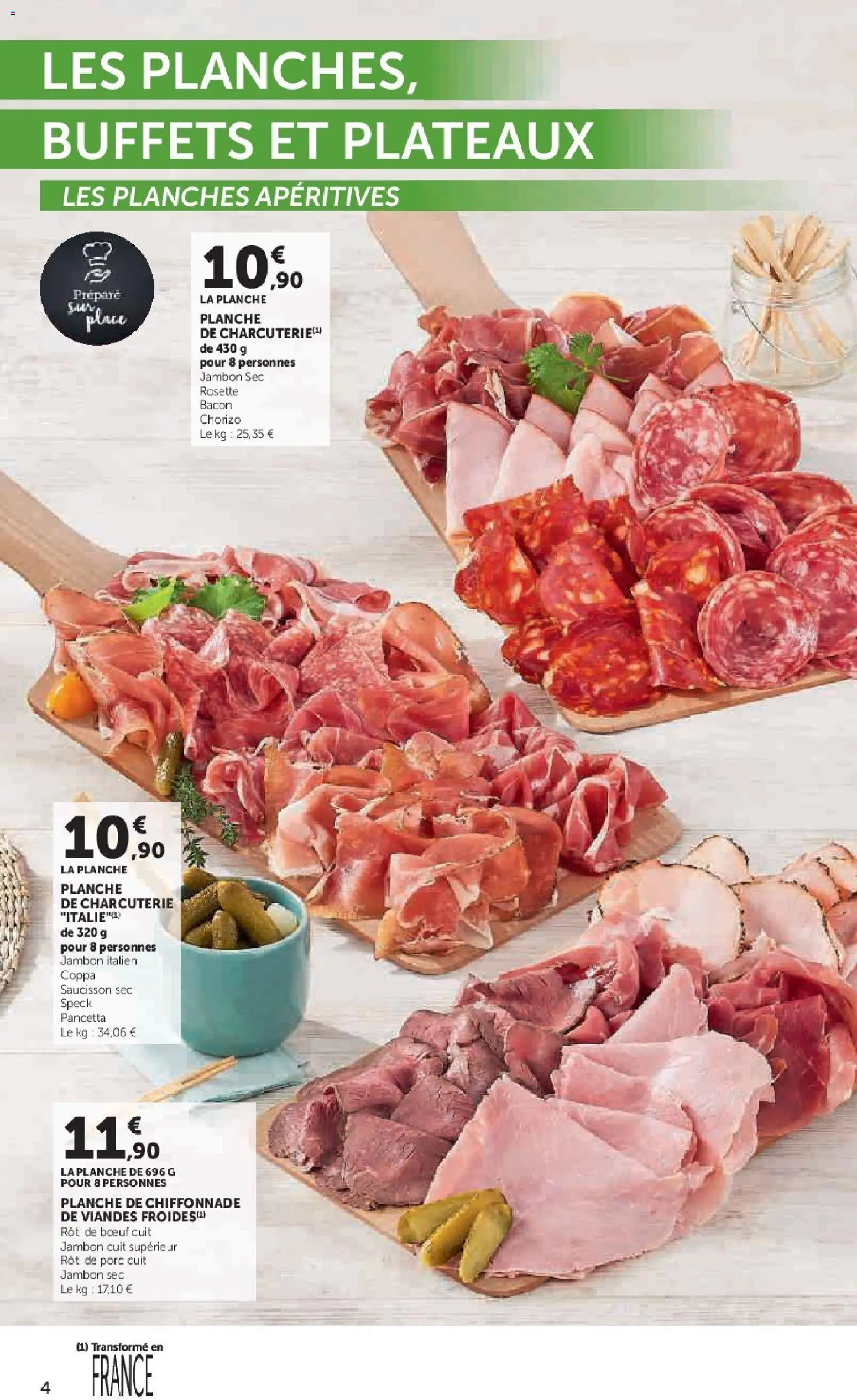 {H1} | Page: 4 | Produits: Saucisson, Rôti de bœuf, Jambon, Porc