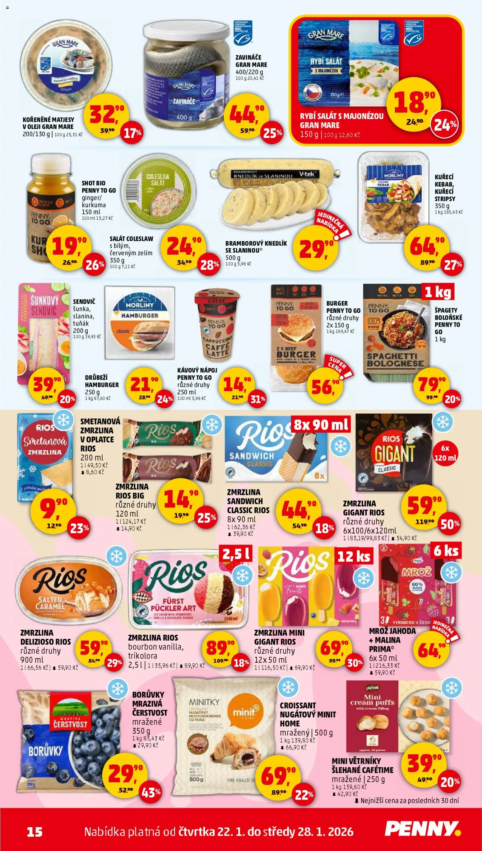Penny Market leták - Čtvrtečník od 22.01.2026 | Strana: 15 | Produkty: Bramborový knedlík, Bourbon, Zmrzlina, Croissant
