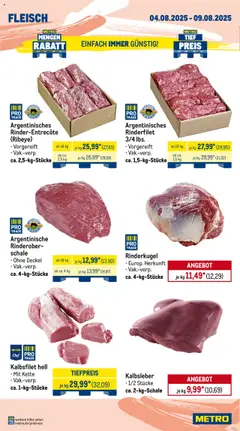 Metro Wochen-Angebote Gastro - gültig ab dem 04.08.2025 | Seite: 2 | Produkte: Rinderfilet, Kalbsleber, Fleisch