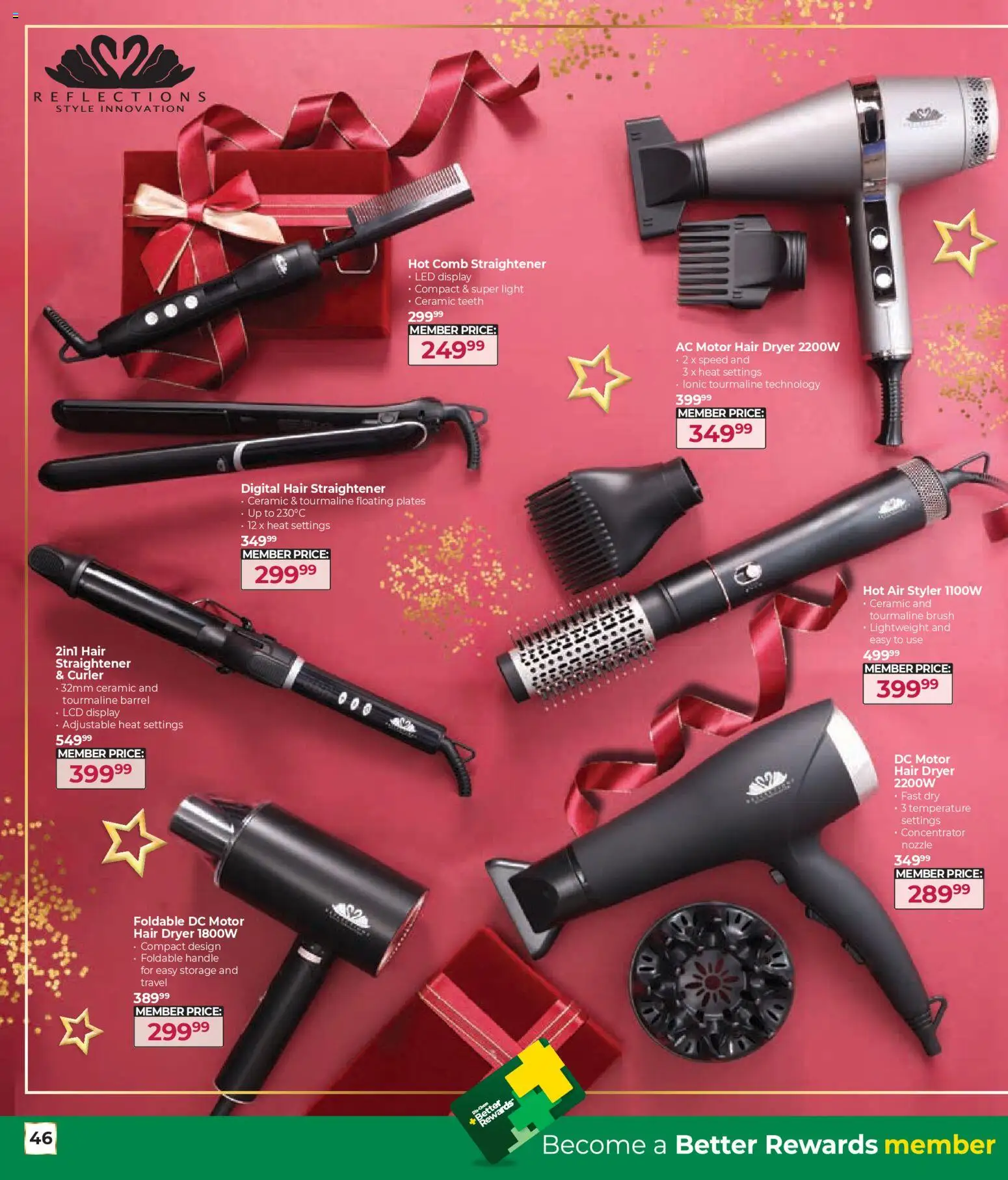 New Dis-Chem catalogue – valid from 29.10.2025 | Page: 46 | Products: Dryer, Hair dryer, Hair straightener, Light