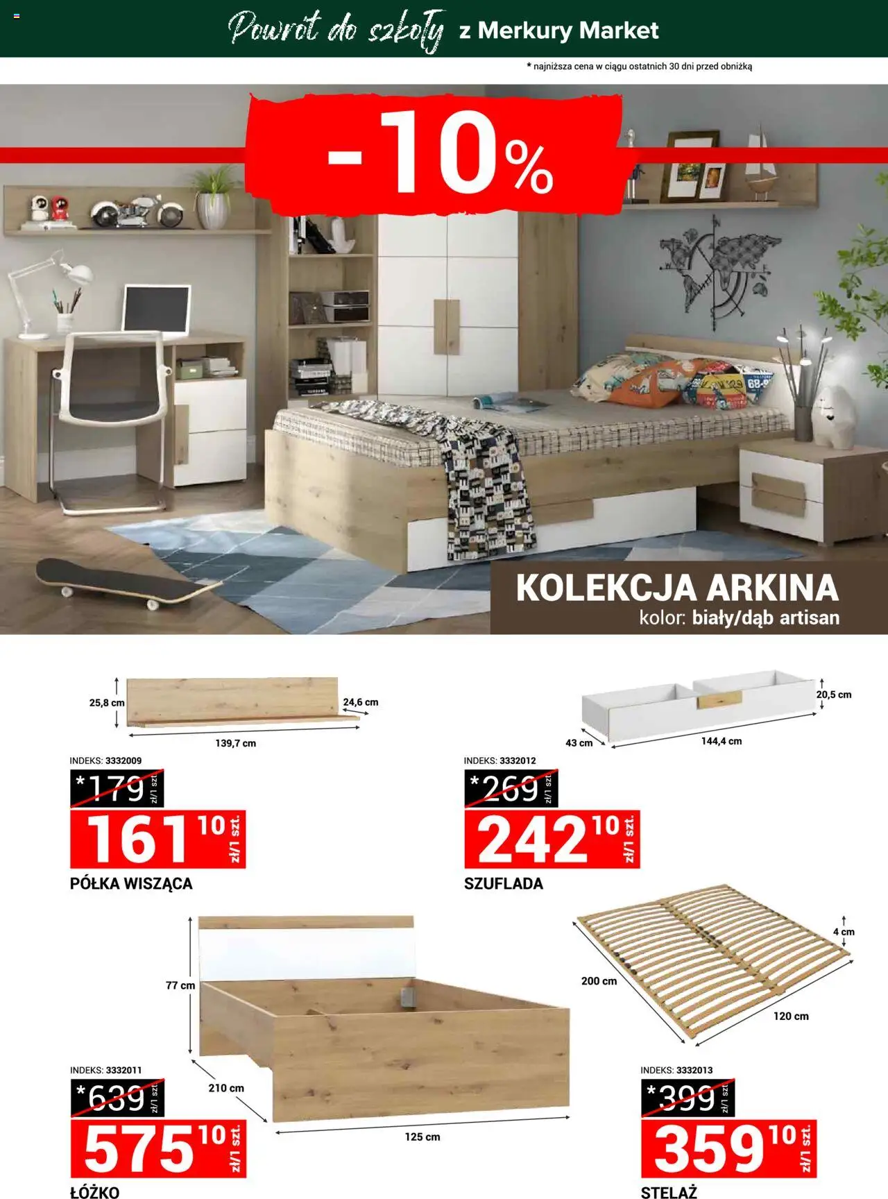 Merkury Market Gazetka - Powrót do szkoły od 23.08.2025 | Strona: 2 | Produkty: Łóżko, Półka