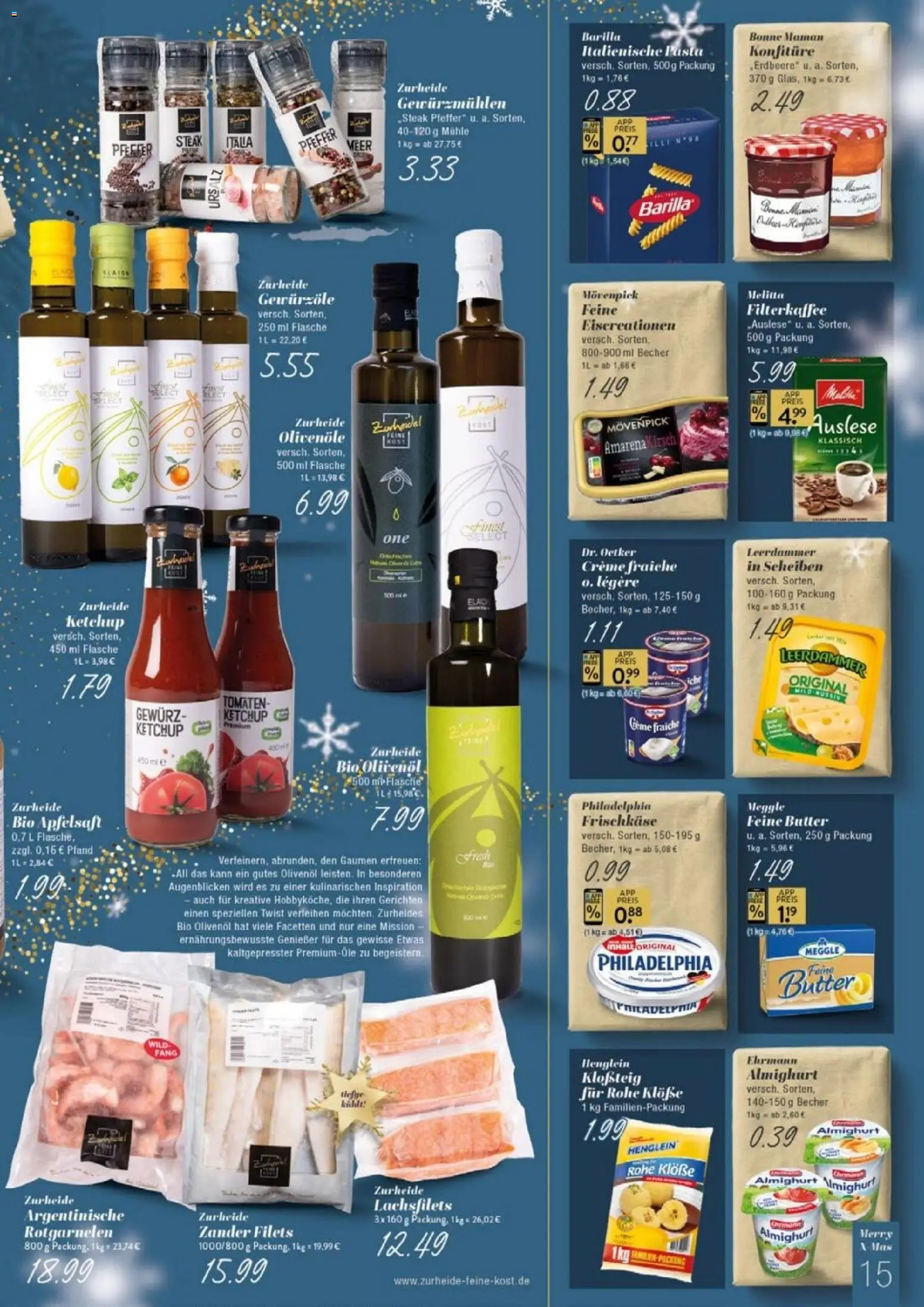 Edeka Zurheide Prospekt 	 – gültig ab 15.12.2025 | Seite: 15 | Produkte: Olivenol, Apfelsaft, Creme, Frischkase