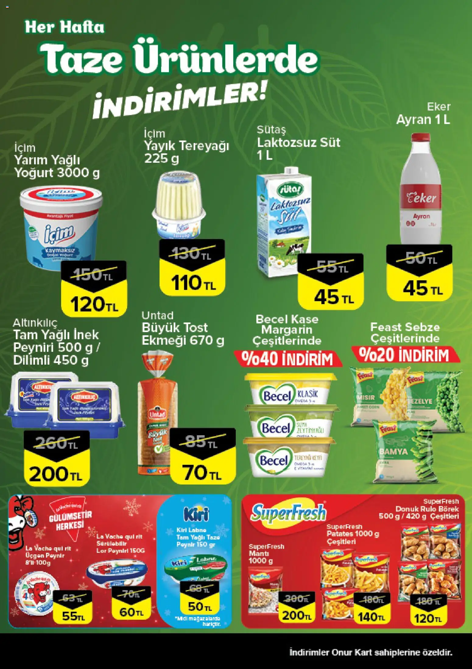 Onur Market Taze Ürünlerde İndirimler - Bursa - 09.01.2026 tarihinden itibaren geçerlidir | Sayfa: 3 | Ürünler: Süt, Patates, Bamya, Mısır