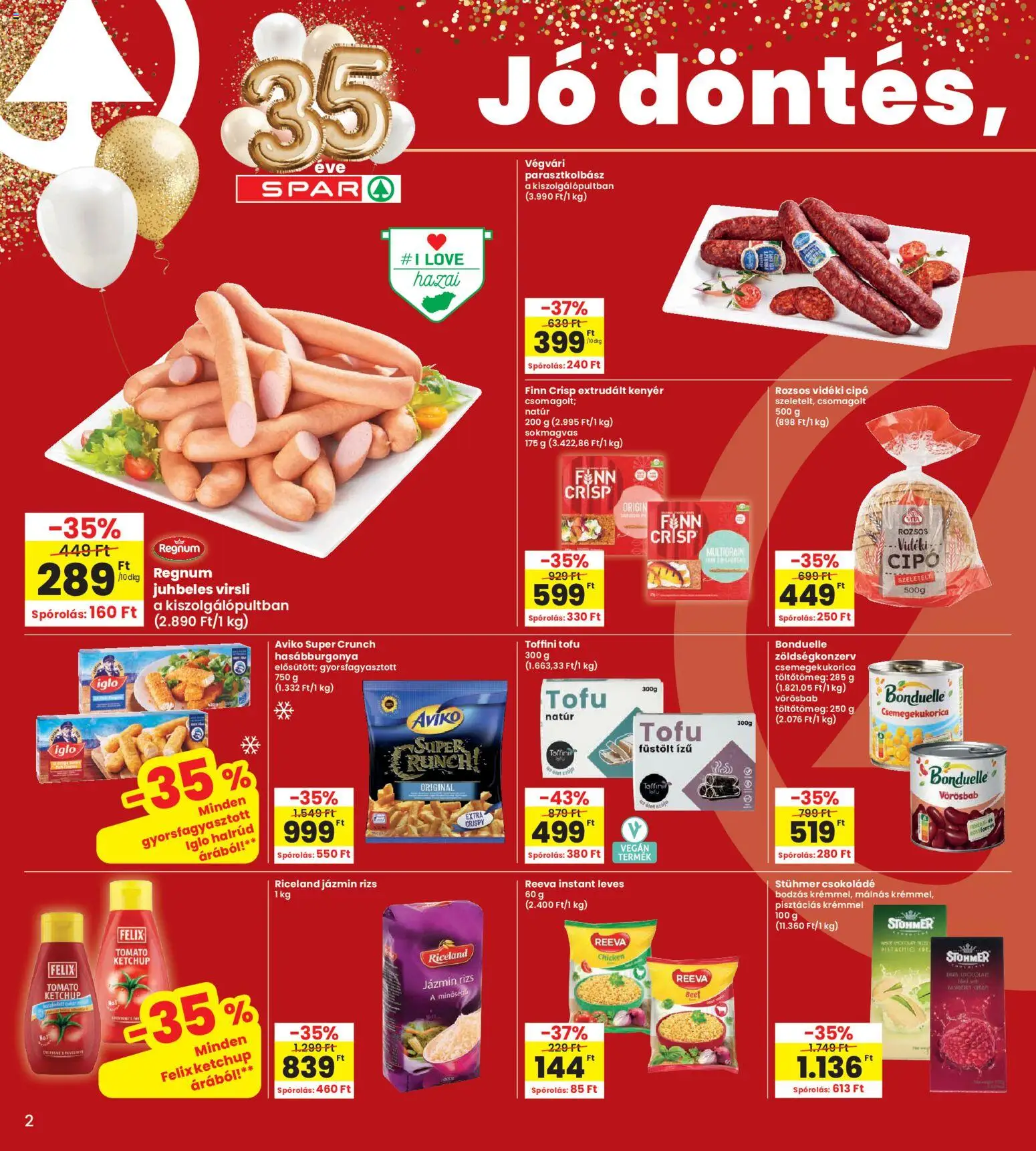 Interspar akciós ujság - amely érvényes a következő dátumtól: 09.04.2026 | Oldal: 2 | Termékek: Virsli, Jázmin rizs, Kenyér, Rizs