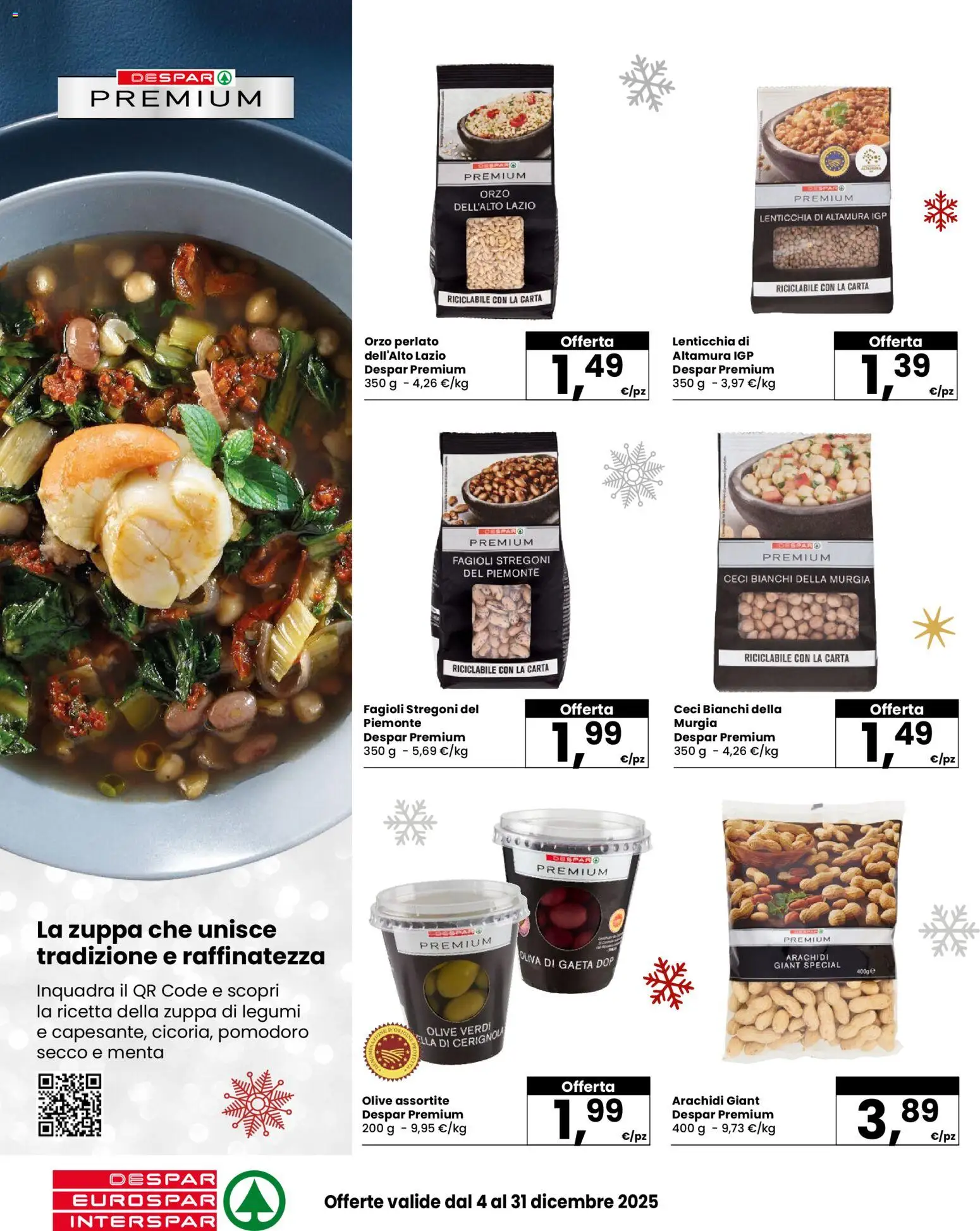 Volantino Despar del 04.12.2025 | Pagina: 4 | Prodotti: Ceci, Fagioli, Pomodoro, Arachidi