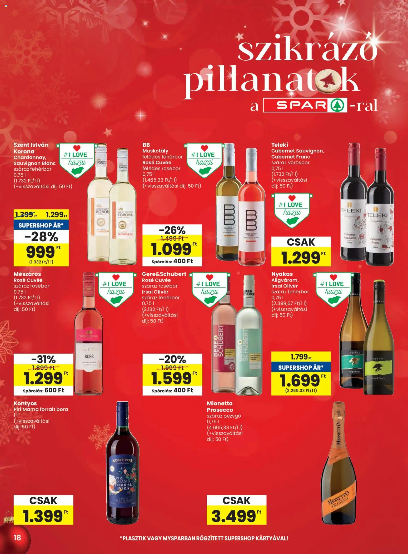 Spar akciós ujság - amely érvényes a következő dátumtól: 27.11.2025 | Oldal: 18 | Termékek: Pezsgő, Fehérbor, Vörösbor