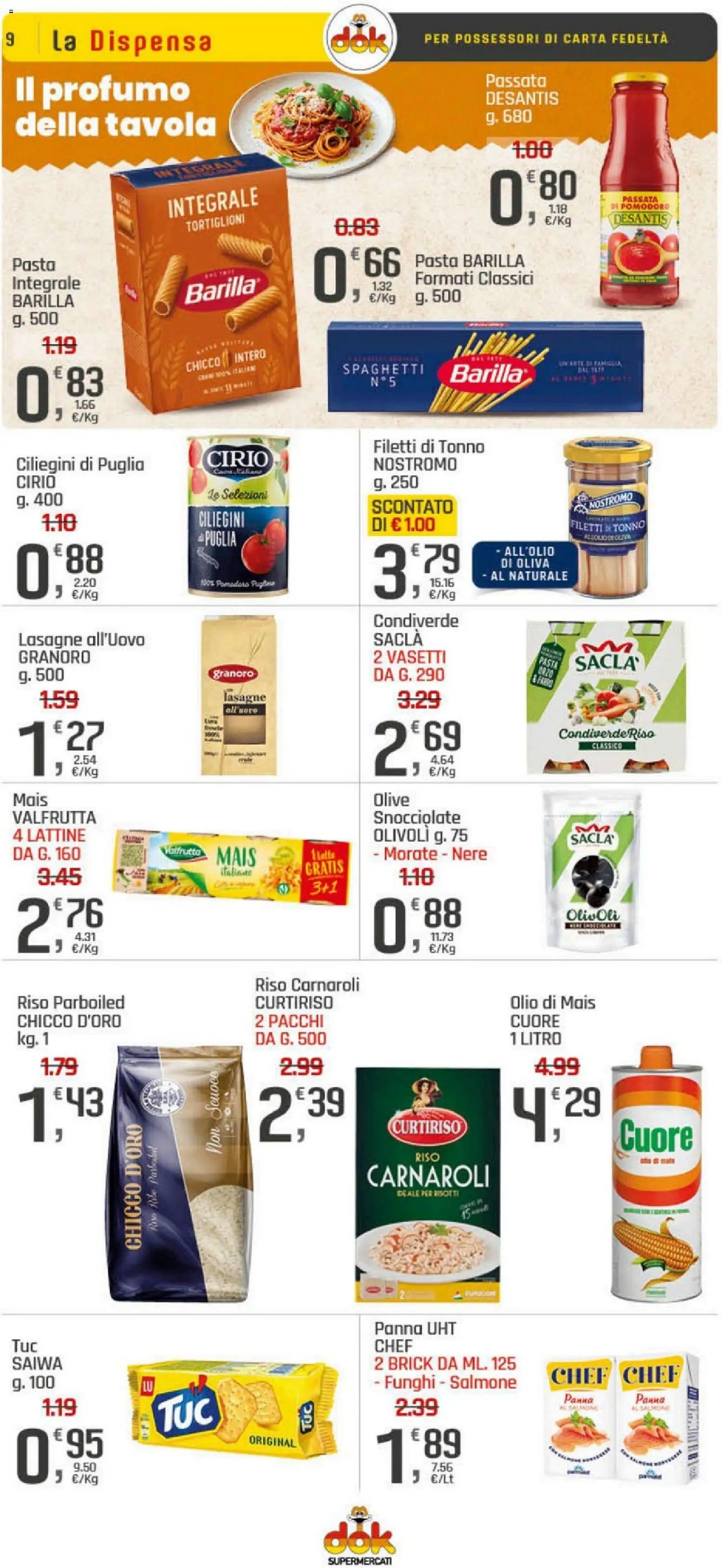 Volantino DOK del 20.04.2026 | Pagina: 9 | Prodotti: Riso Carnaroli, Pomodoro, Olio, Tonno