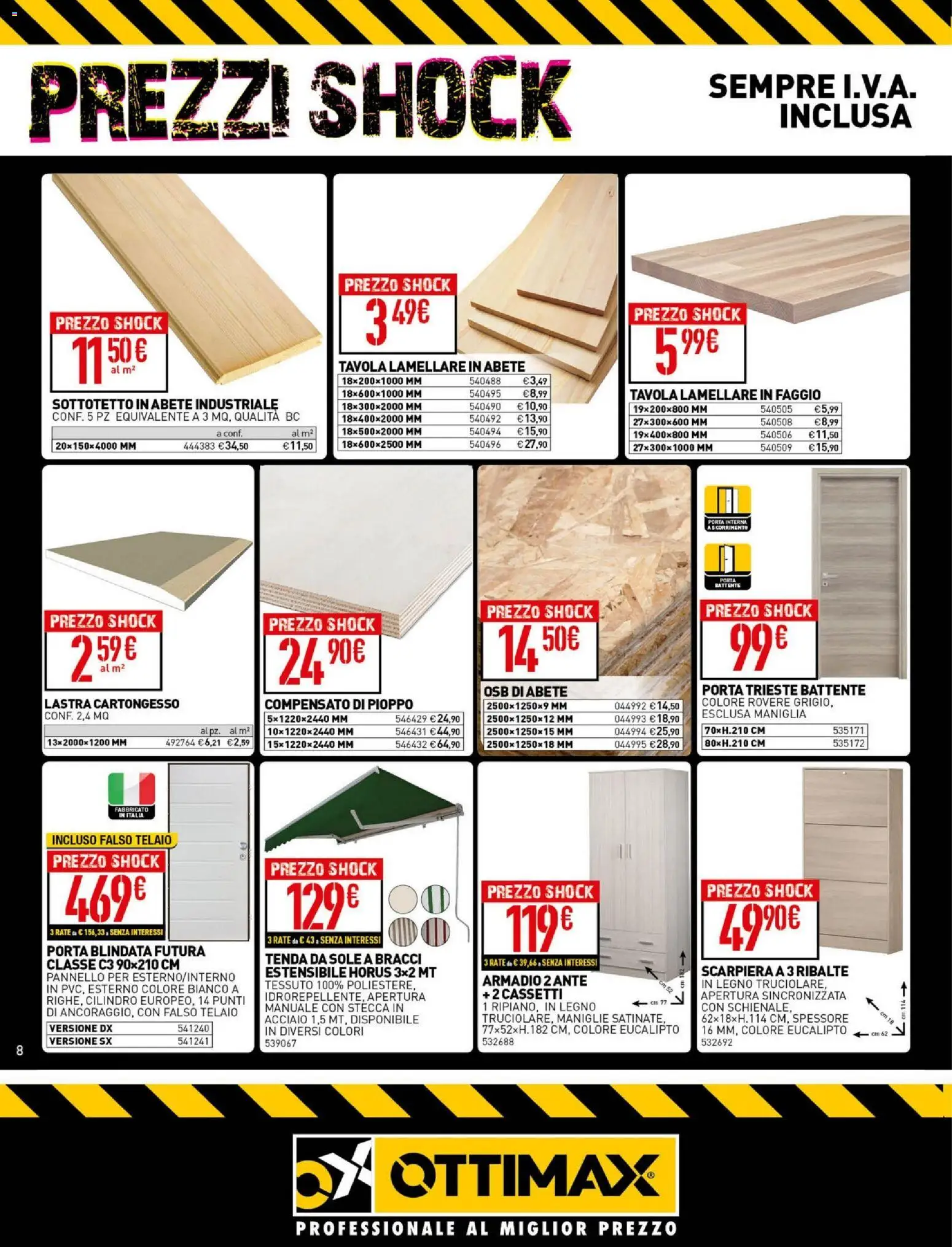 Volantino Ottimax del 09.04.2026 | Pagina: 8 | Prodotti: Tenda da sole, Tenda, Scarpiera, Armadio
