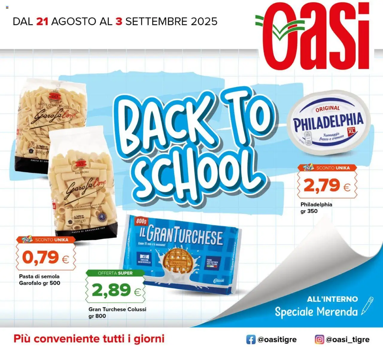 Volantino Oasi del 21.08.2025 | Pagina: 1 | Prodotti: Tè, Formaggio, Pasta, Penne