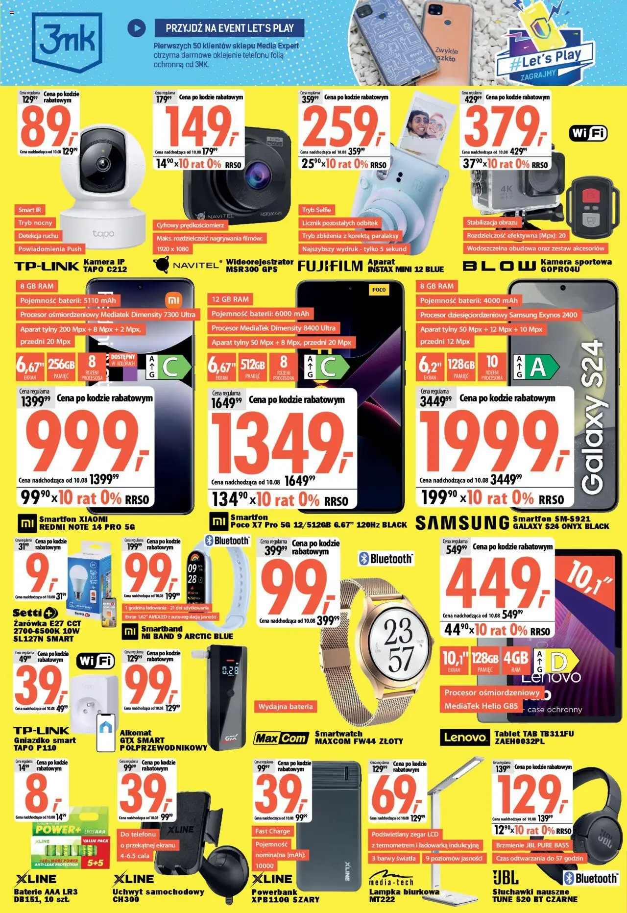 Mediaexpert Gazetka - Wielkie otwarcie Sławno, Polanowska 16 od 07.08.2025 | Strona: 4 | Produkty: Powerbank, Baterie, Zegar, Lampka biurkowa