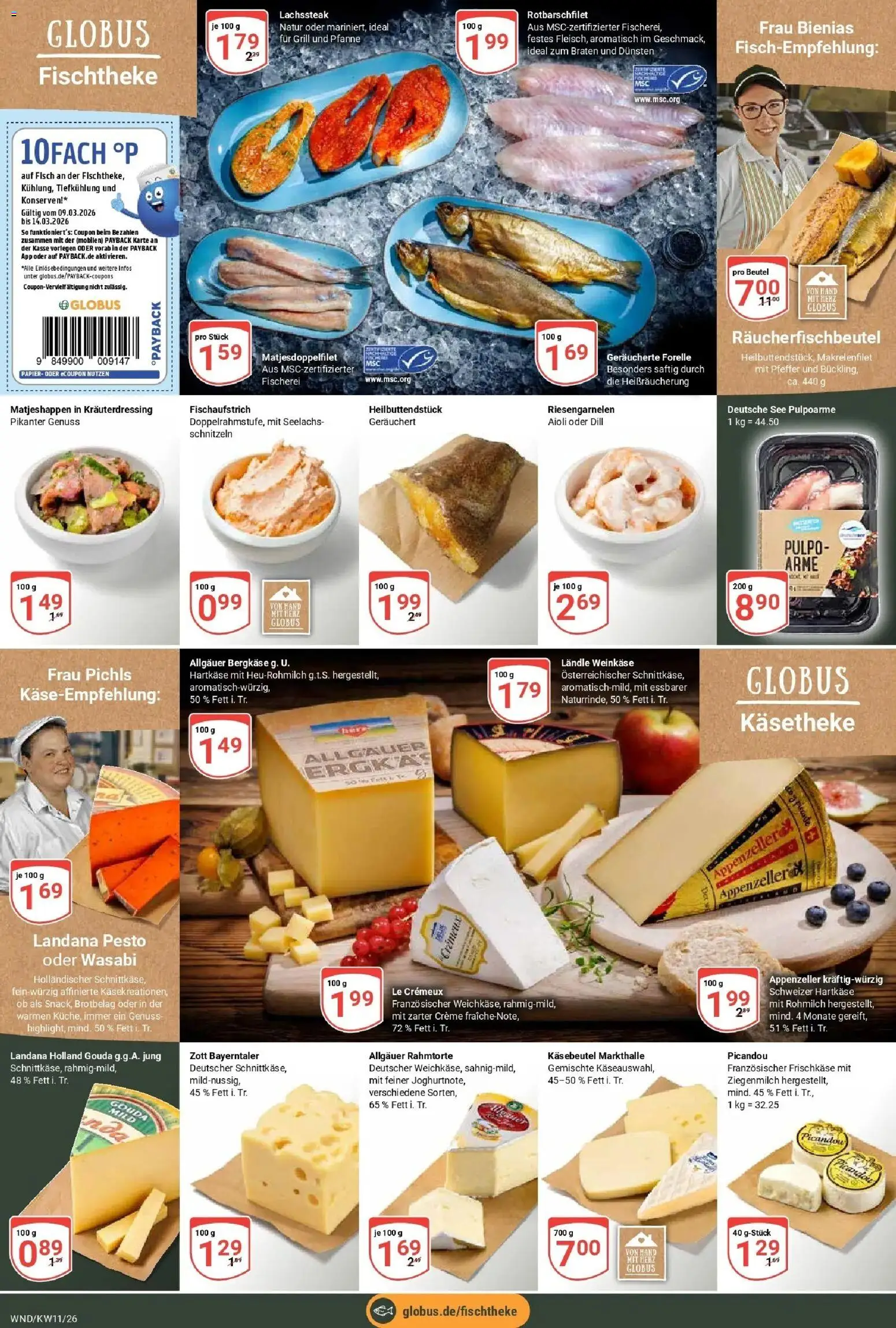 Globus prospekt St. Wendel	 – gültig ab 09.03.2026 | Seite: 11 | Produkte: Gouda, Creme, Fisch, Frischkase