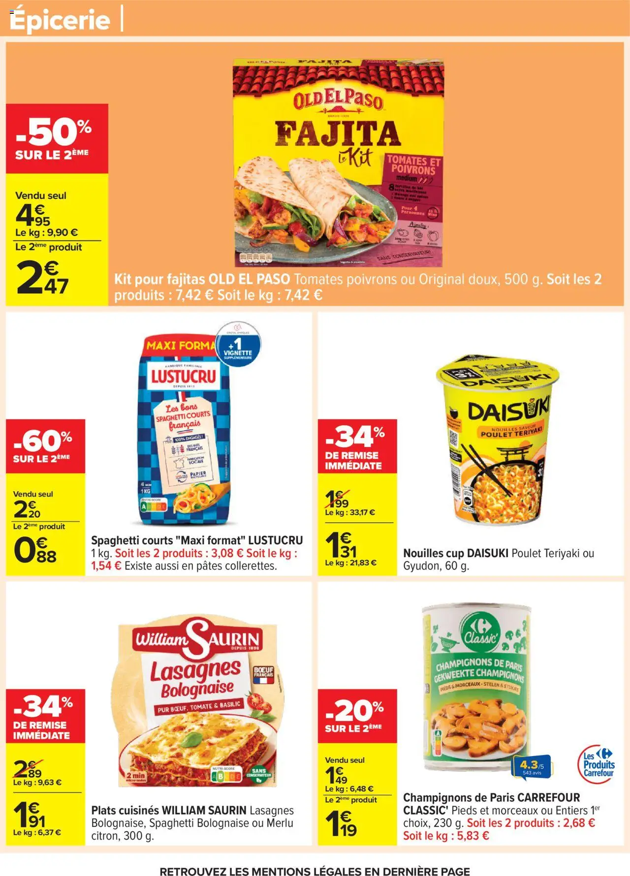  | Page: 31 | Produits: Spaghetti, Lasagnes, Nouilles, Pâtes