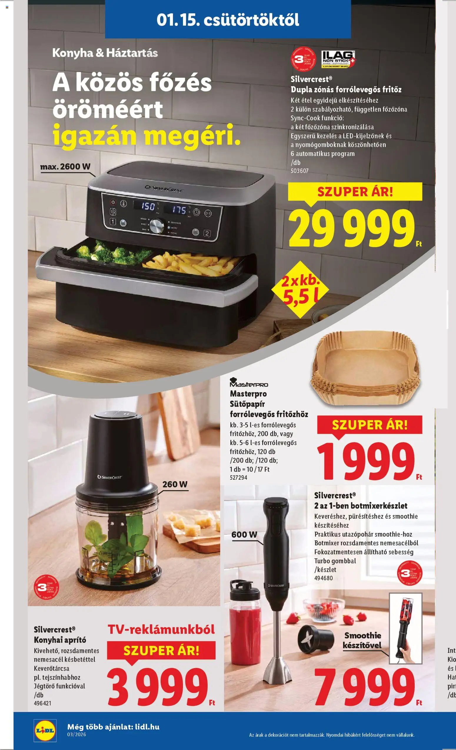 Lidl akciós ujság - amely érvényes a következő dátumtól: 15.01.2026 | Oldal: 2 | Termékek: Aprító, Botmixer, Létra, Smoothie