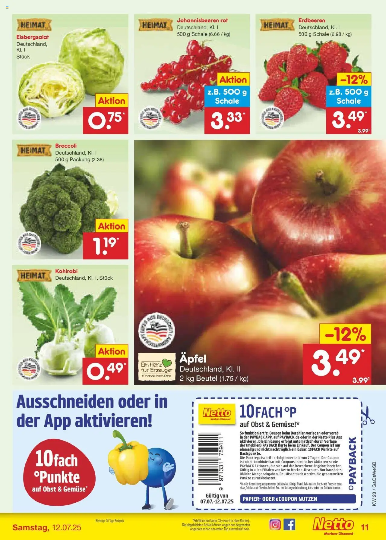 Netto Marken-Discount prospekt Bremen-Lesum	 - gültig ab dem 07.07.2025 | Seite: 13 | Produkte: Kohlrabi, Eisbergsalat, Gemüse, Obst