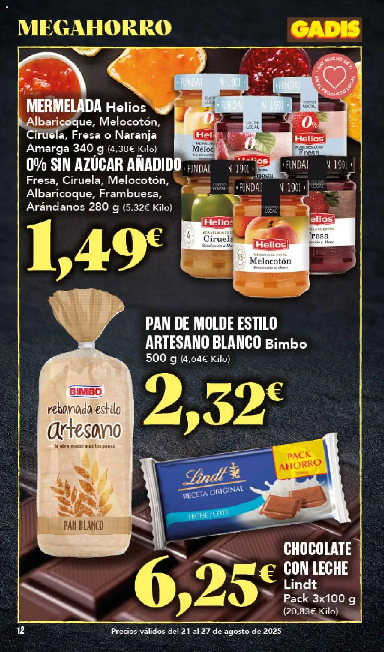 Gadis folleto │ válido desde el 21.08.2025 | Página: 12 | Productos: Leche, Pan, Chocolate, Κεραία