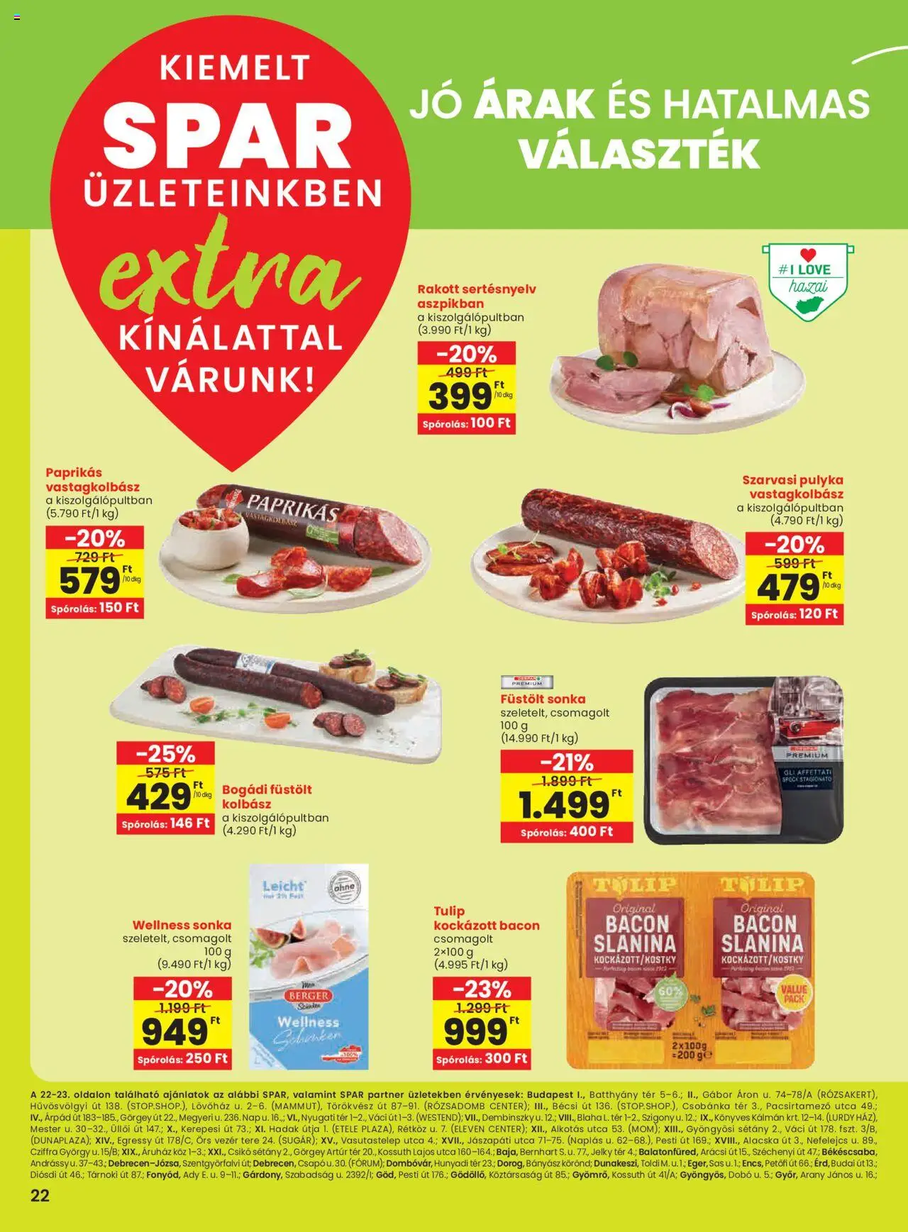 Spar akciós ujság - amely érvényes a következő dátumtól: 19.06.2025 | Oldal: 3 | Termékek: Kockázott bacon, Kolbász, Sonka, Vastagkolbász
