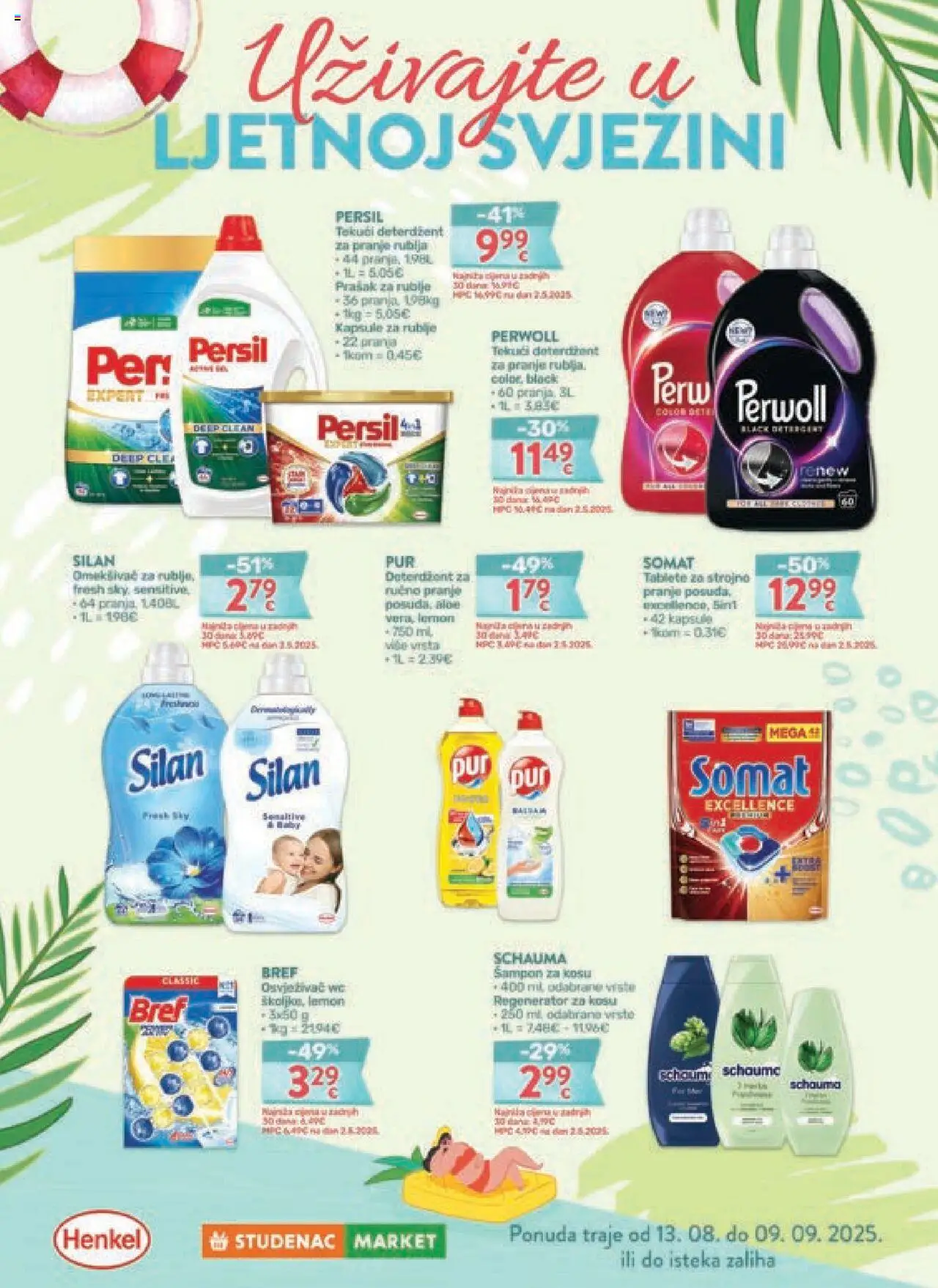 Studenac katalog | vrijedi od 13.08.2025 | Stranica: 61 | Proizvodi: Prašak za rublje, Regenerator za kosu, Somat, Persil