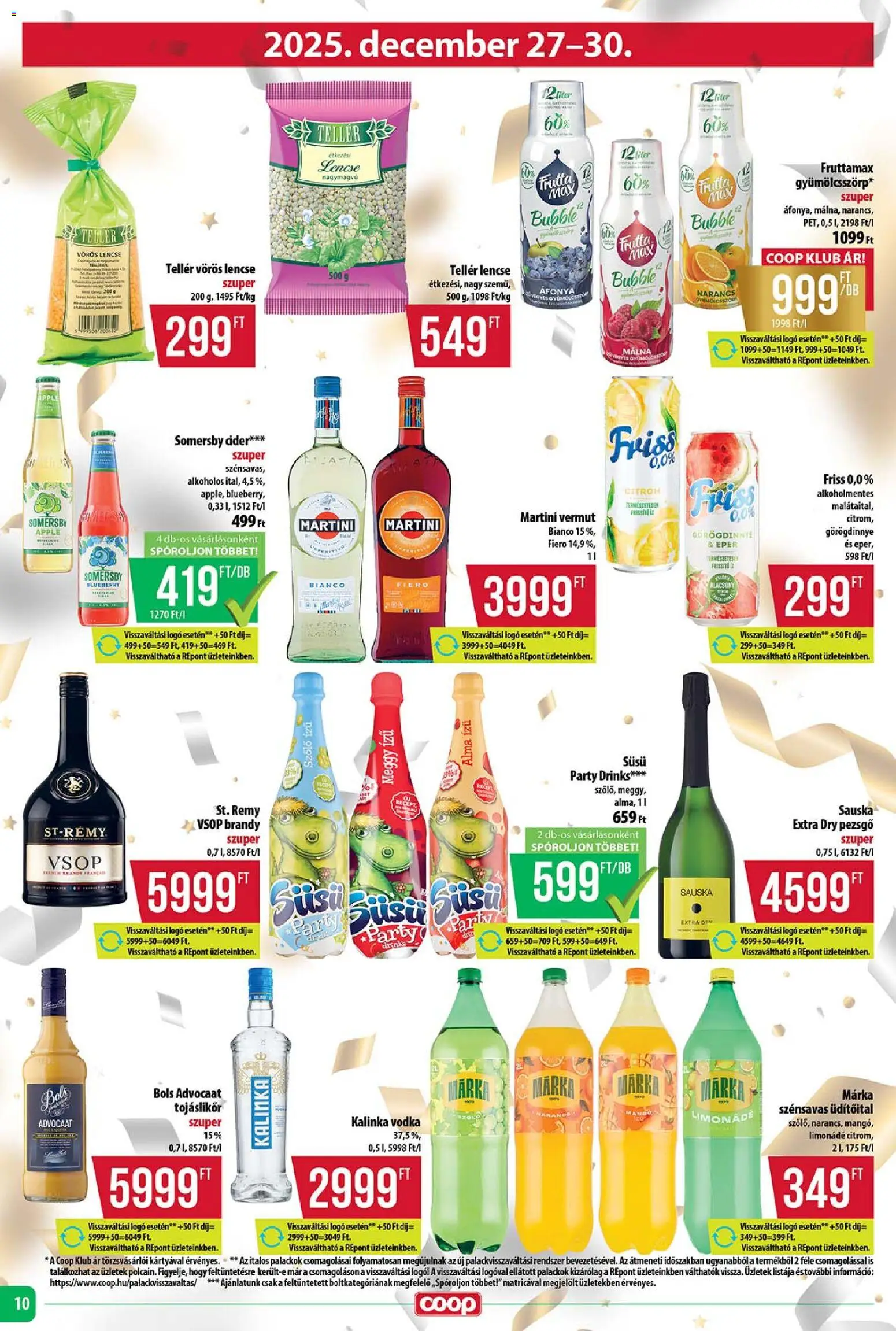 COOP akciós ujság - amely érvényes a következő dátumtól: 18.12.2025 | Oldal: 10 | Termékek: Szőlő, Pezsgő, Vodka, Mangó