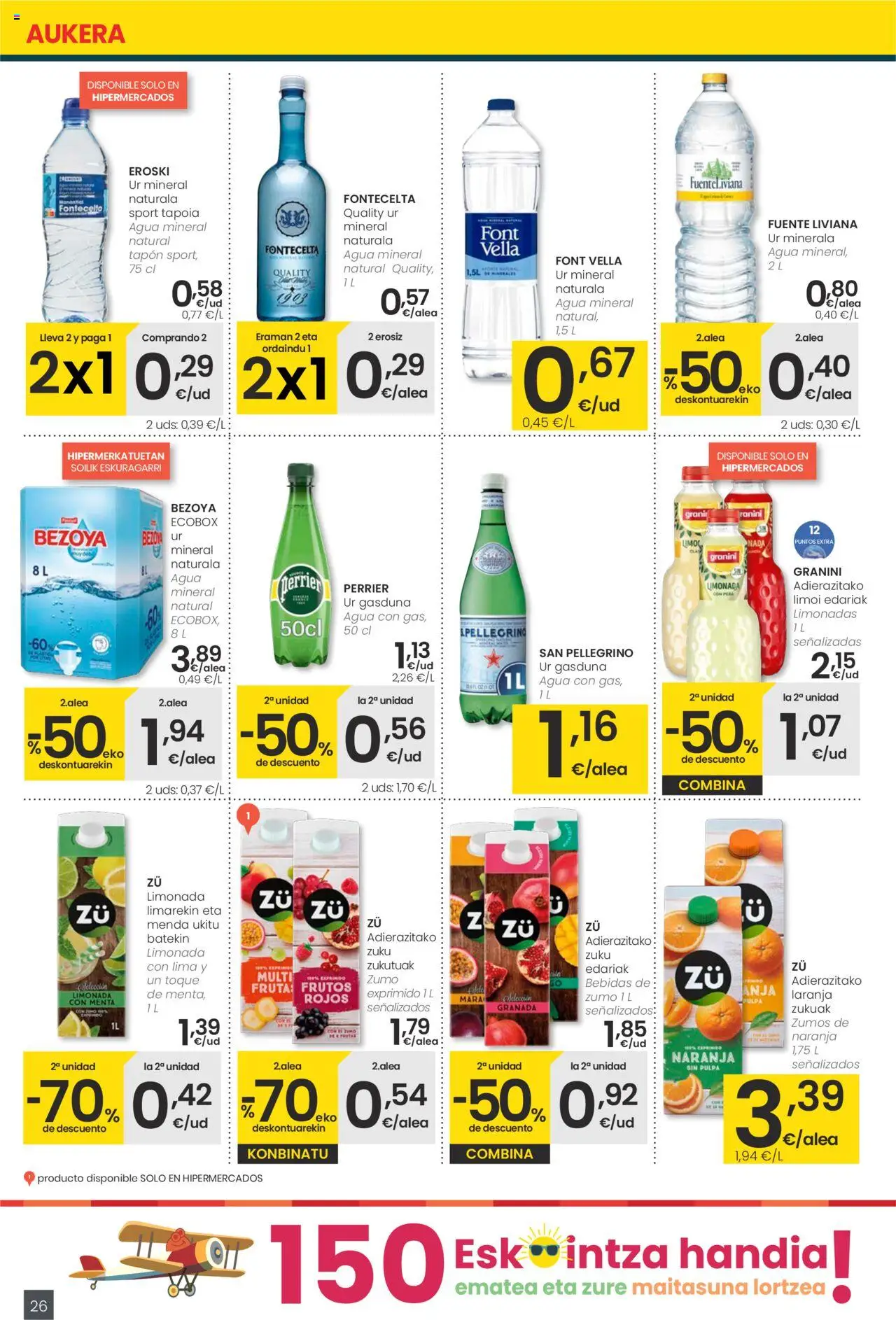 Eroski - Handia │ válido desde el 12.06.2025 | Página: 26 | Productos: Lima, Ροζ πιπέρι, Limonada, Agua mineral