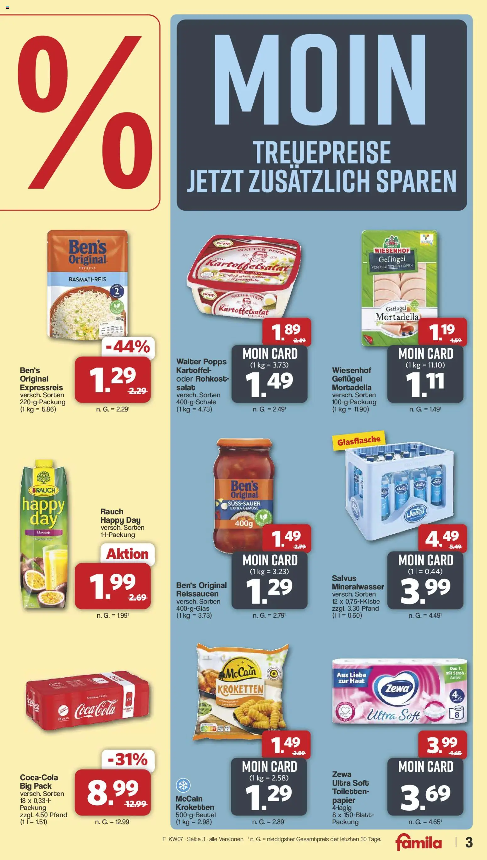 Famila Nordwest Prospekt 	 – gültig ab 08.02.2026 | Seite: 3 | Produkte: Zewa, Mineralwasser, Gemüse, Salat