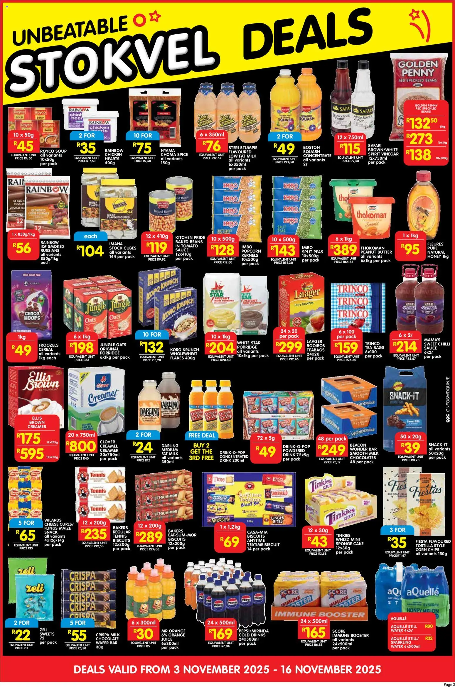 New Shoprite catalogue – valid from 03.11.2025 | Page: 7 | Products: Sweets, Beans, Creamer, Biscuits