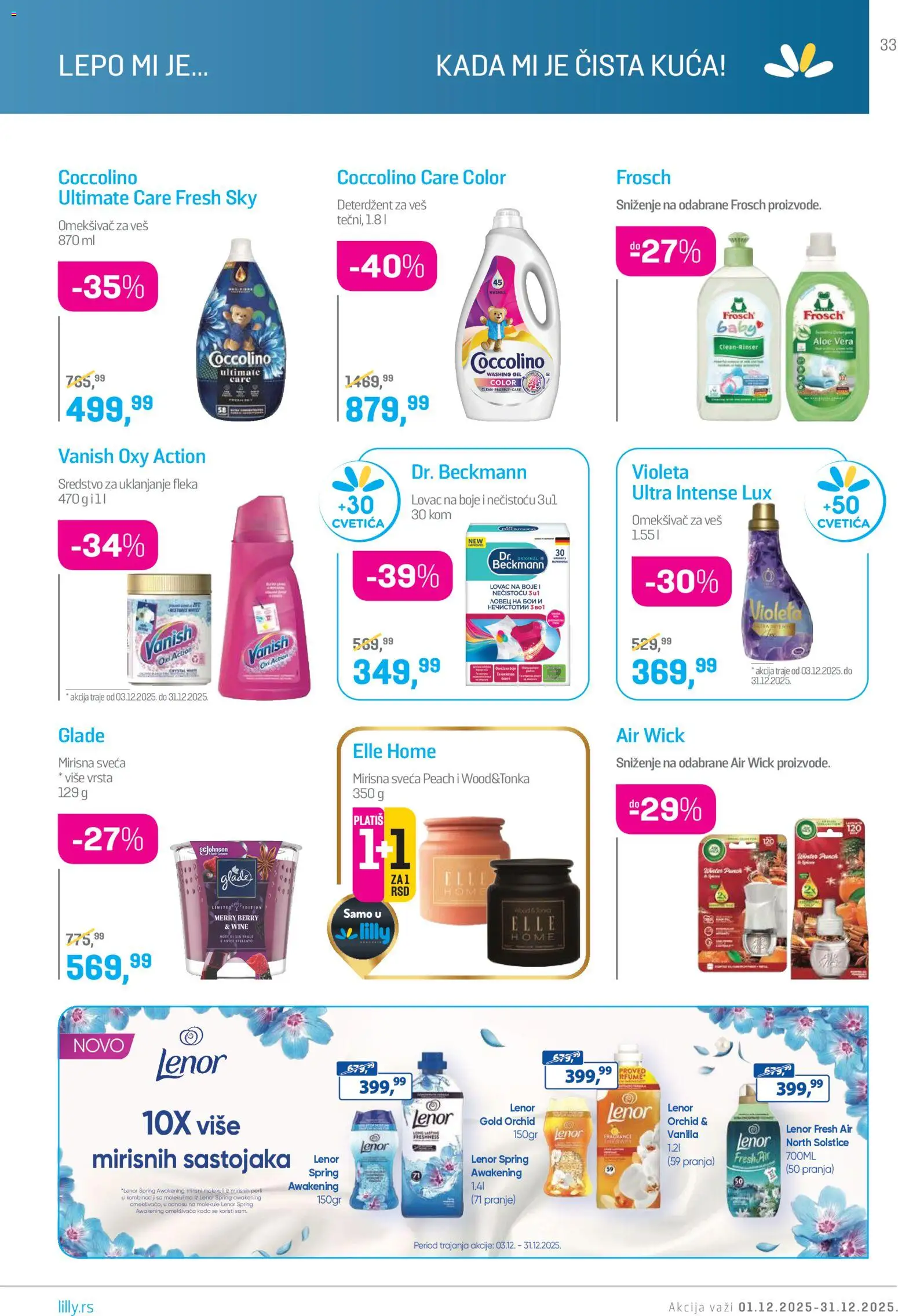 Lilly drogerie katalog - važi od 01.12.2025 | Strana: 33 | Proizvode: Deterdžent, Air wick, Coccolino, Omekšivač za veš