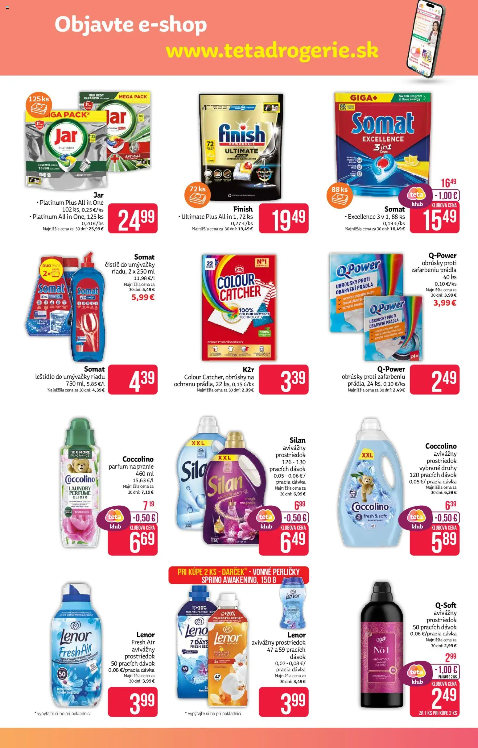 Nové Teta drogerie akcie – leták je platný od 24.11.2025 | Strana: 15 | Produkty: Silan, Leštidlo  do umývačky riadu, Jar, Lenor