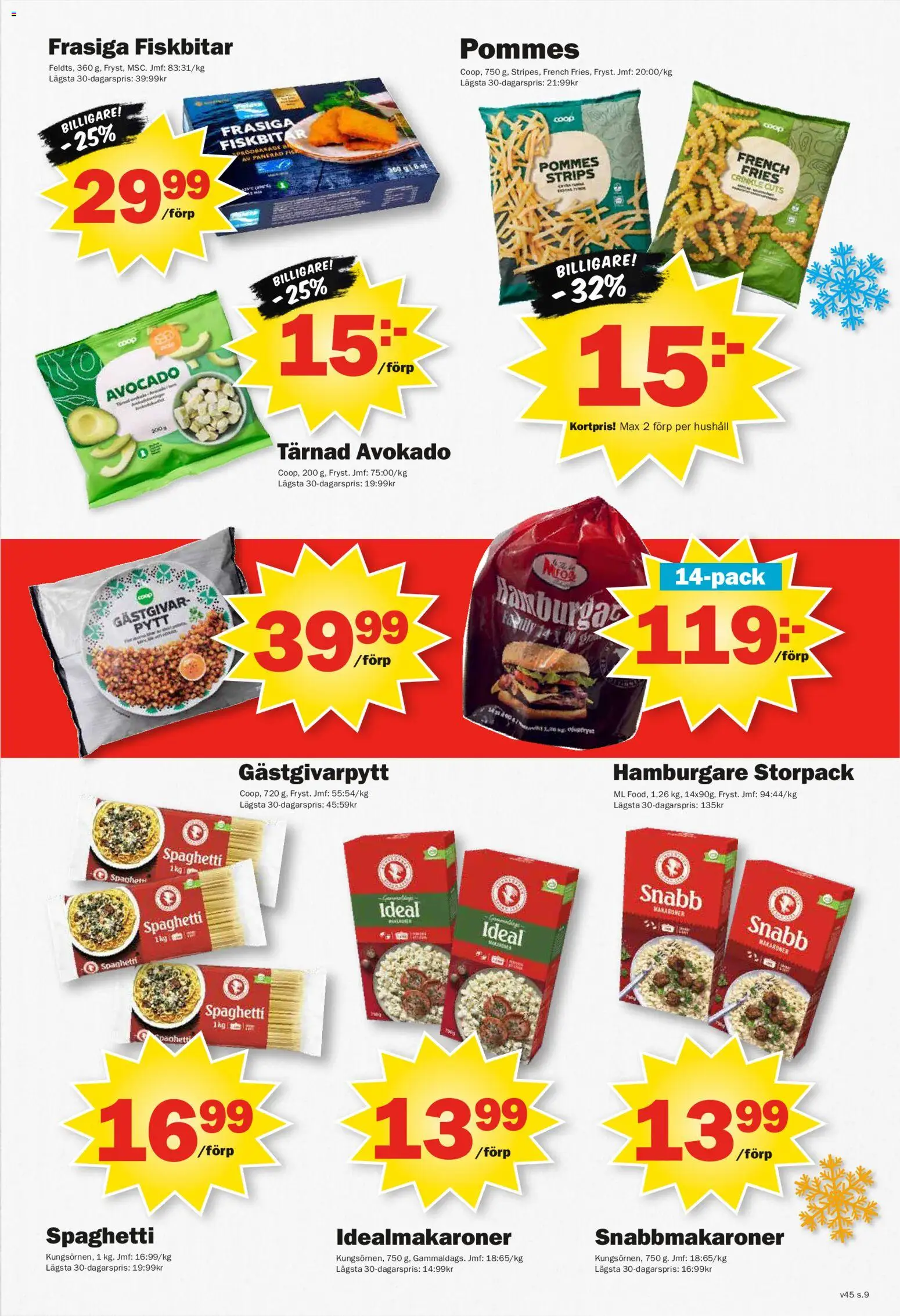 Pekås reklamblad aktuell från 03.11.2025 | Sida: 9 | Produkter: Avocado, Hamburgare, Makaroner, Spaghetti
