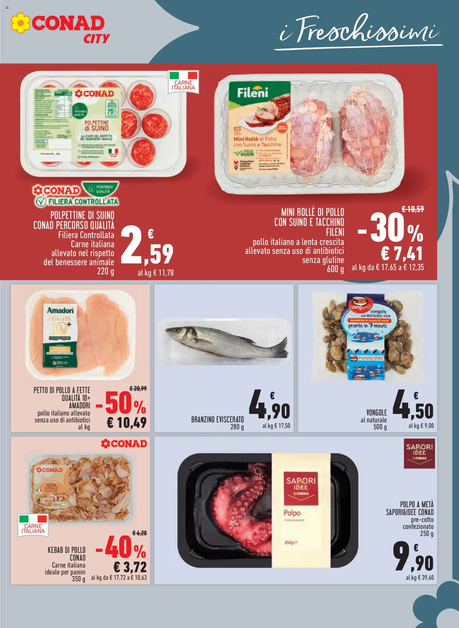 Volantino Conad del 12.03.2026 | Pagina: 7 | Prodotti: Petto di Pollo, Pollo, Polpo, Branzino