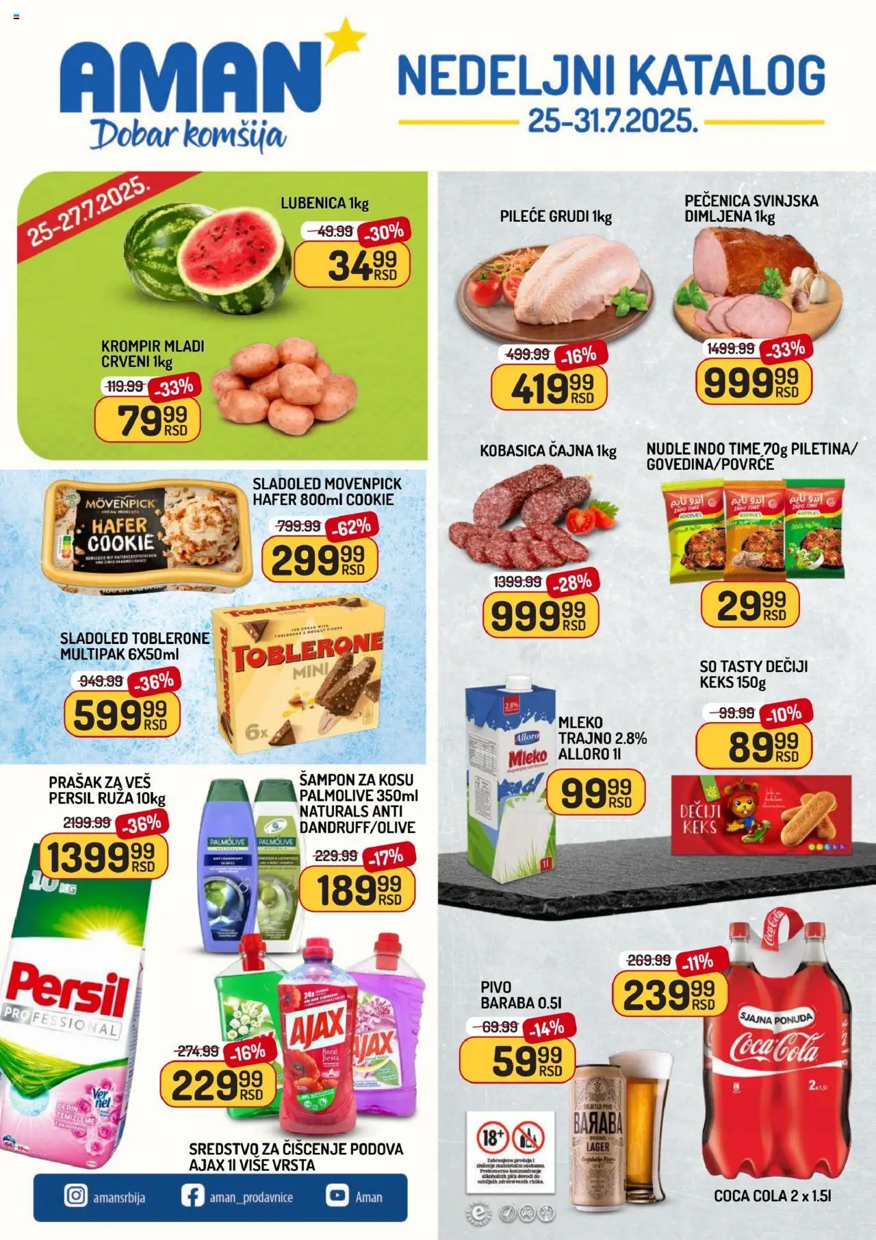 Aman katalog - važi od 25.07.2025 | Strana: 1 | Proizvode: Palmolive, Lubenica, Kobasica, Ajax
