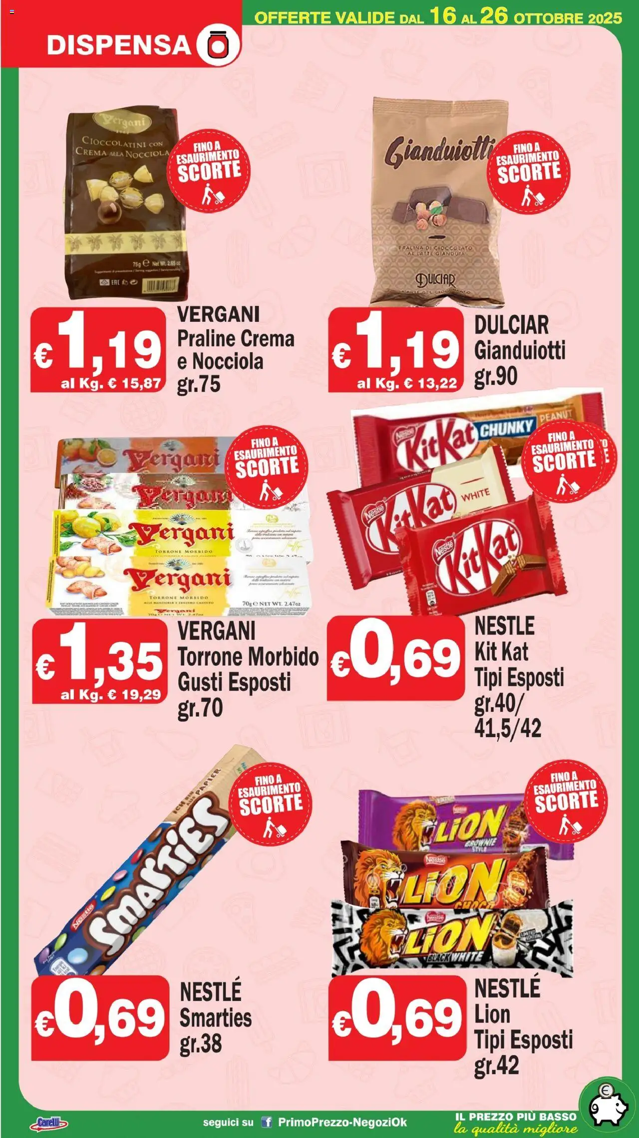 Volantino Primo Prezzo del 16.10.2025 | Pagina: 16 | Prodotti: Crema, Mandorle, Cioccolatini