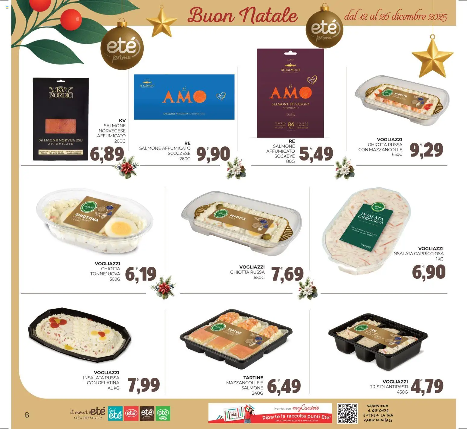 Volantino Eté del 12.12.2025 | Pagina: 8 | Prodotti: Salmone affumicato, Salmone, Tè, Insalata