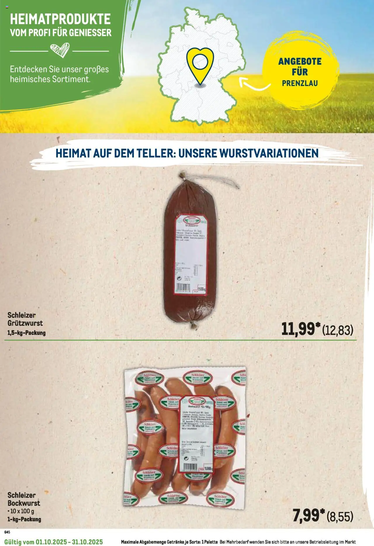 Metro Regionaler Flyer – gültig ab 01.10.2025 | Seite: 82 | Produkte: Bockwurst