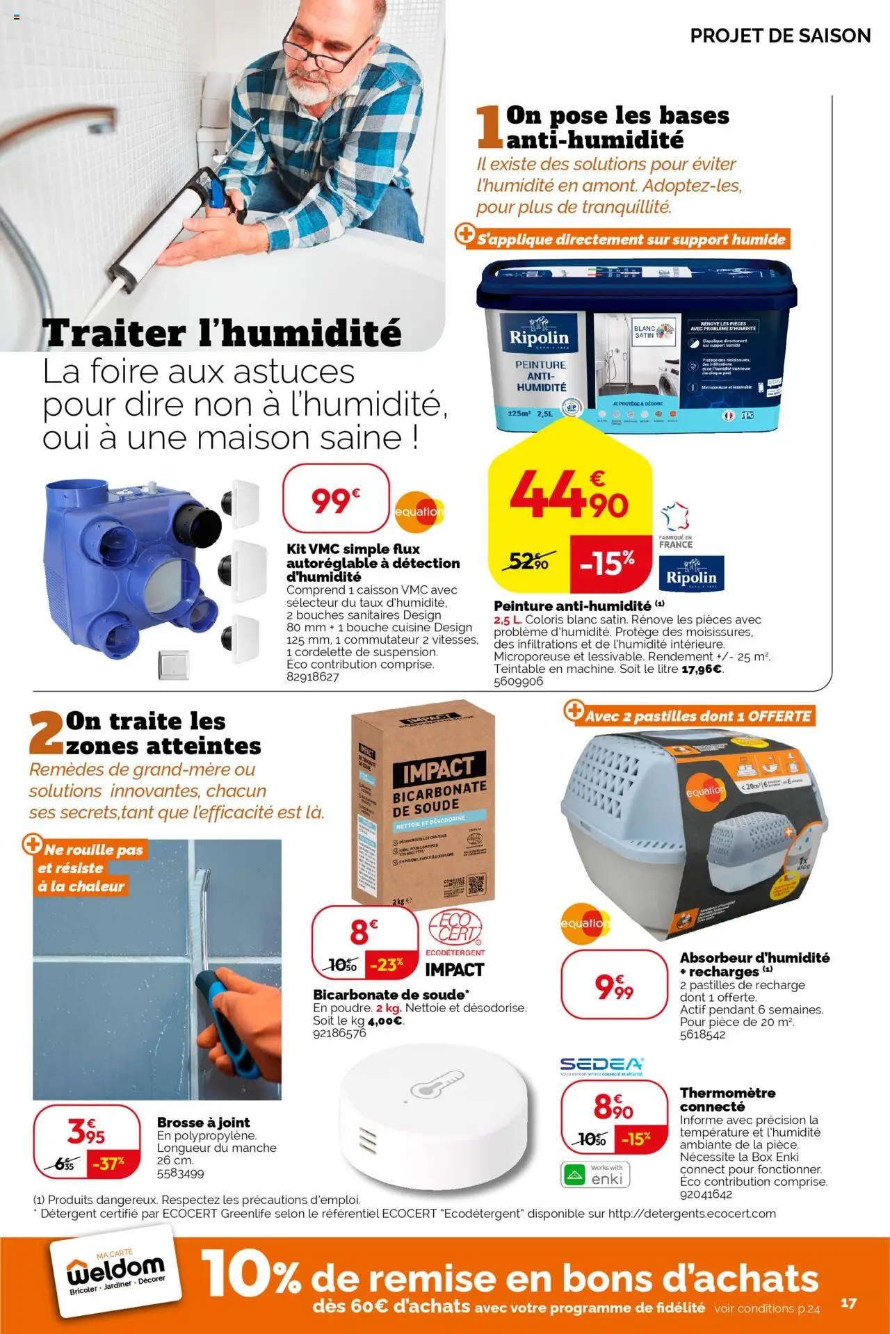 {H1} | Page: 17 | Produits: Thermomètre, Brosse, Détergent, Absorbeur d'humidité