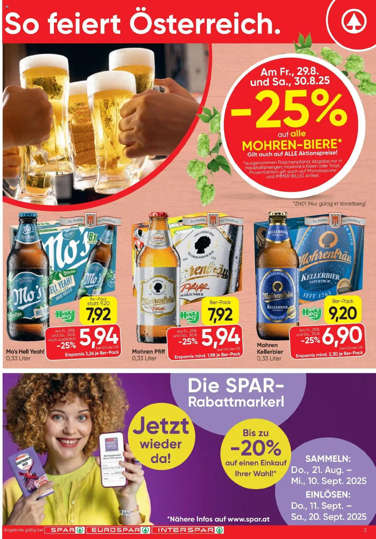 Spar Flugblatt gültig ab 28.08.2025 | Seite: 3 | Produkte: Bier