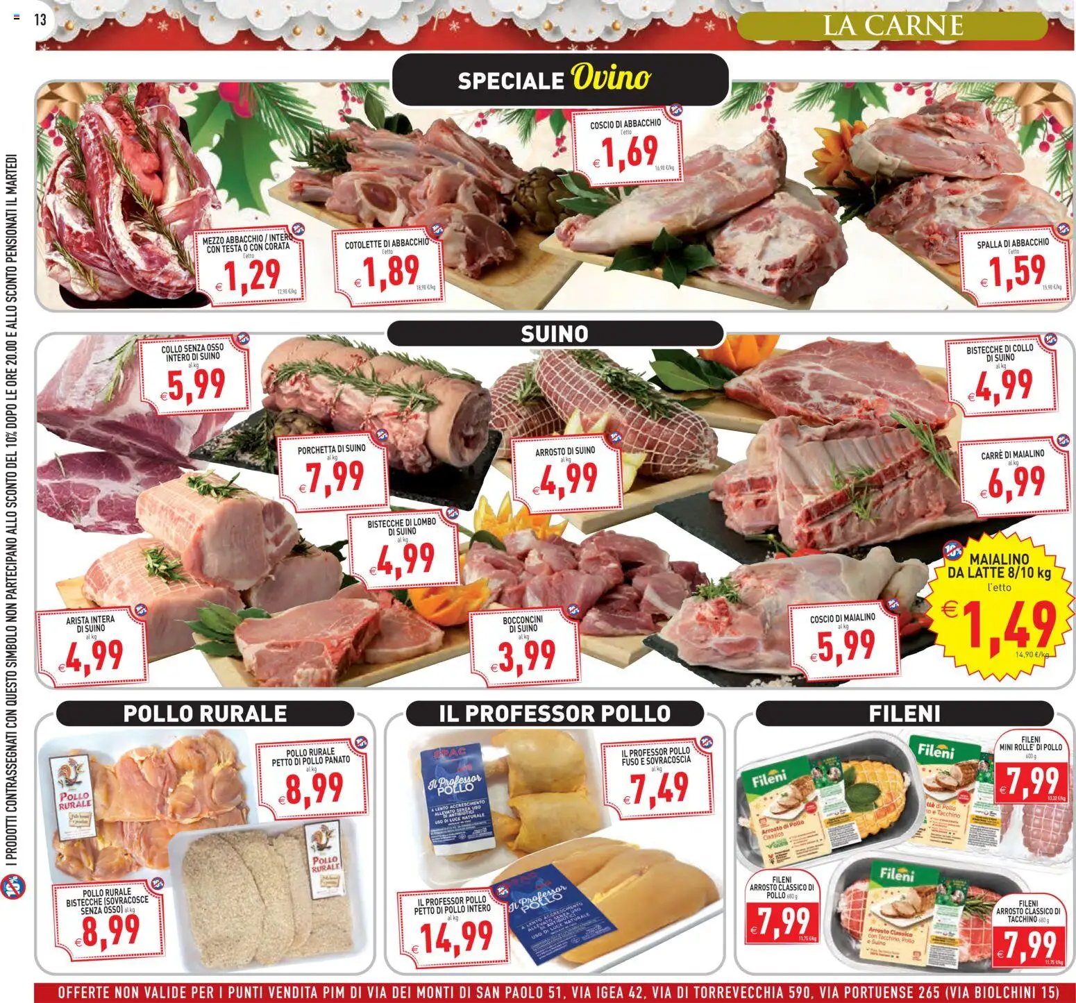 Volantino PIM Supermercati del 06.12.2025 | Pagina: 13 | Prodotti: Petto di Pollo, Porchetta, Latte, Ovino