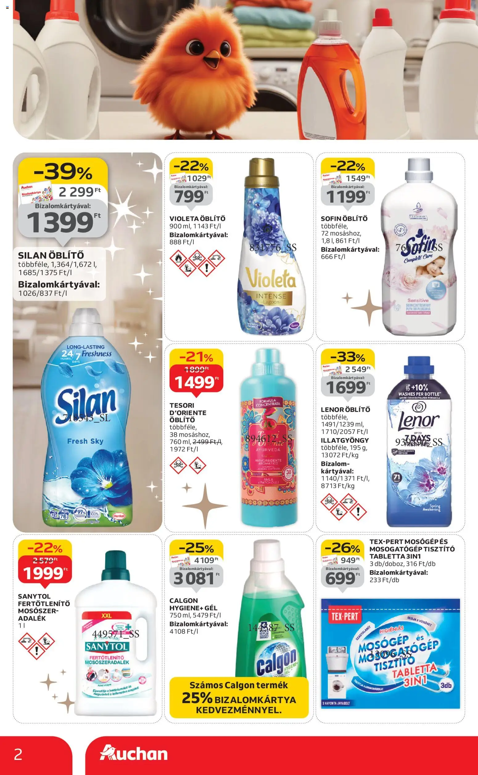 Auchan akciós ujság - amely érvényes a következő dátumtól: 24.12.2025 | Oldal: 2 | Termékek: Mosogatógép, Öblítő, Mosószer, Mosogatógép tisztító