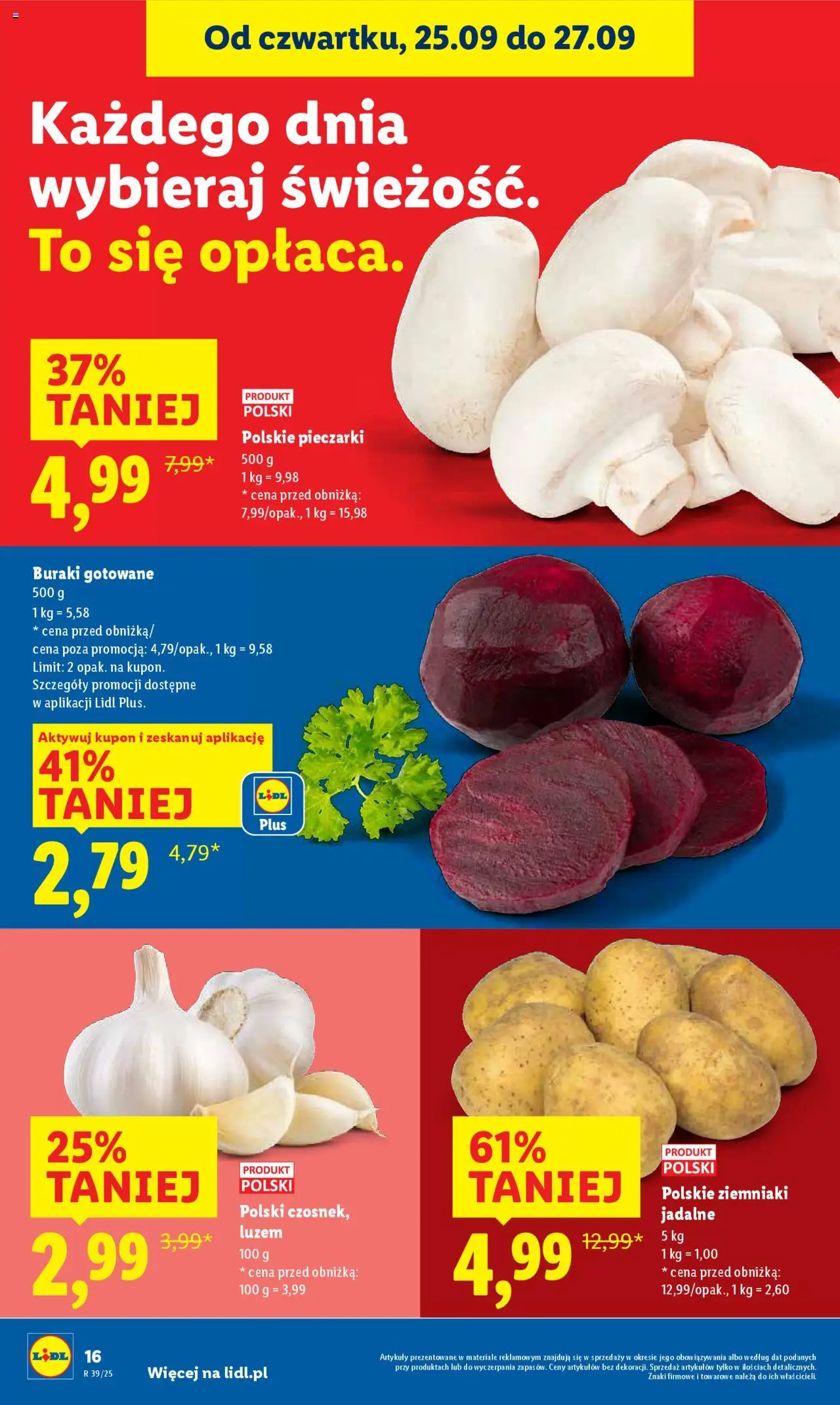 Lidl Gazetka od 25.09.2025 | Strona: 18 | Produkty: Pieczarki, Buraki, Buraki gotowane, Ziemniaki
