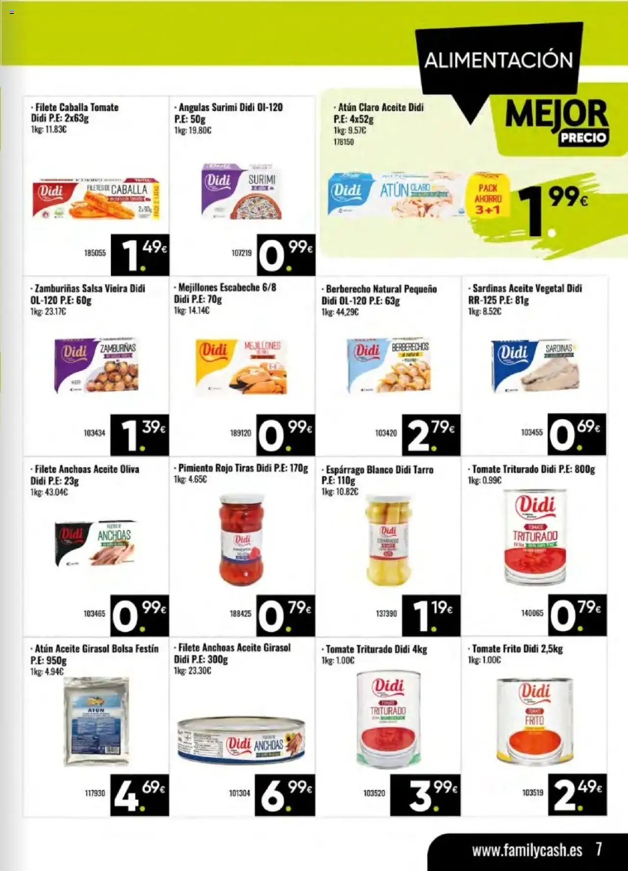 Family Cash folleto │ válido desde el 08.09.2025 | Página: 7 | Productos: Mejillones escabeche, Κάδος απορρυμάτων, Σταθμός εργασίας, Tomate triturado
